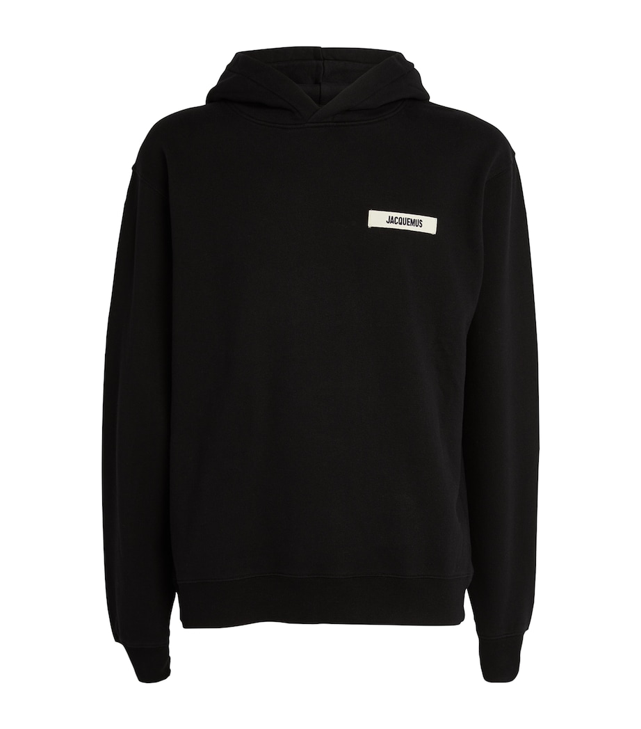 Organic Cotton Grosgrain Logo Hoodie 990 BLACK Image 1