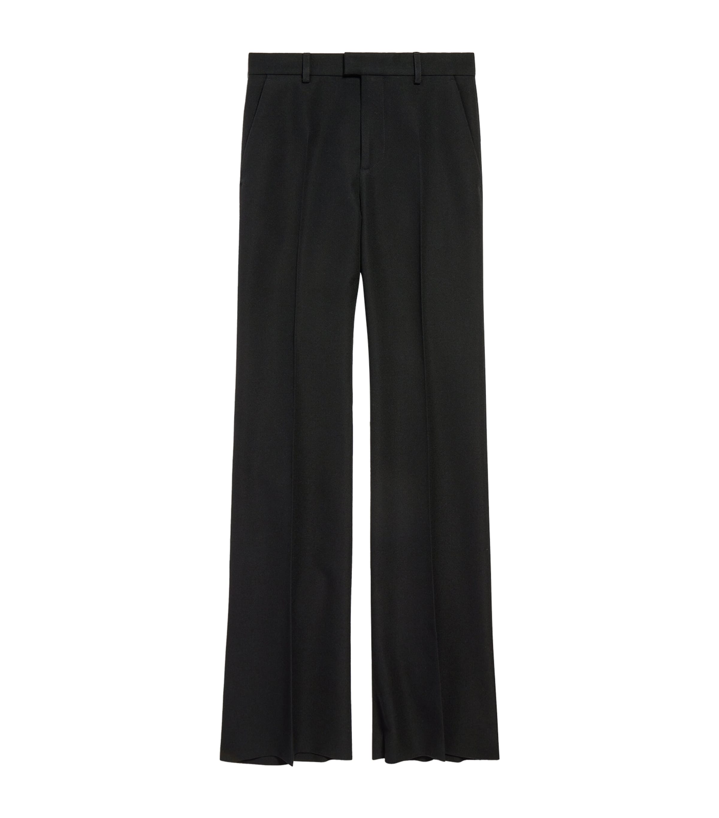 Shop Balenciaga Wool Flared Trousers In Black