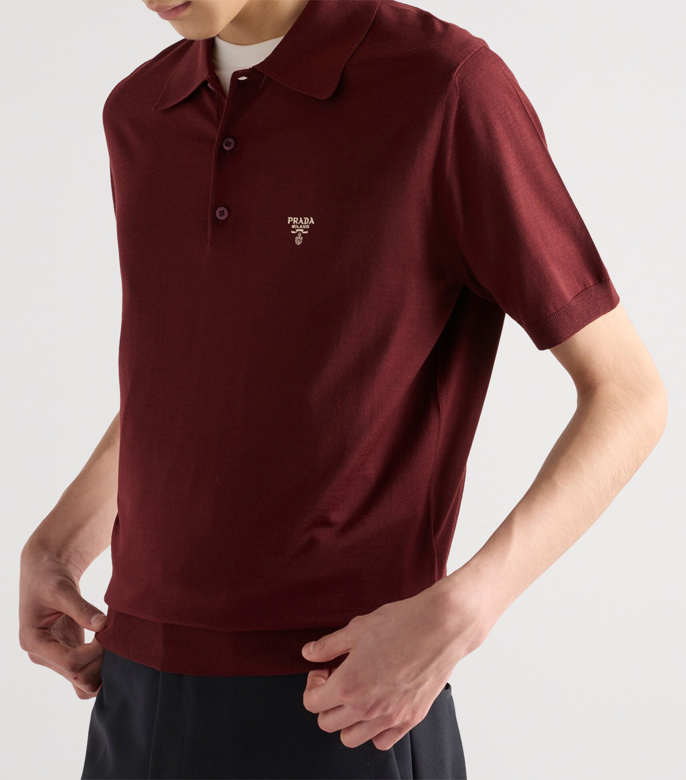 Prada Mens Superfine Wool Polo Shirt Image 4