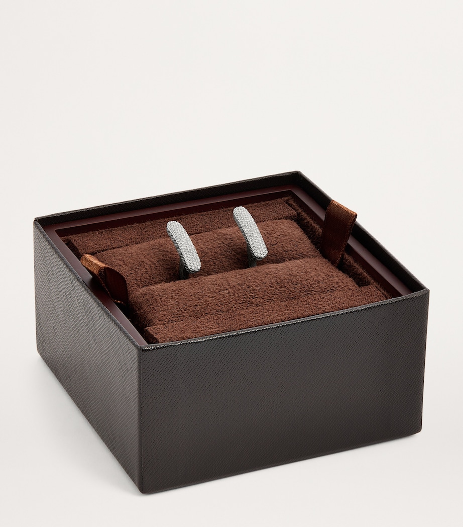 Sterling Silver and Diamond Baton Cufflinks SILVER Image 3