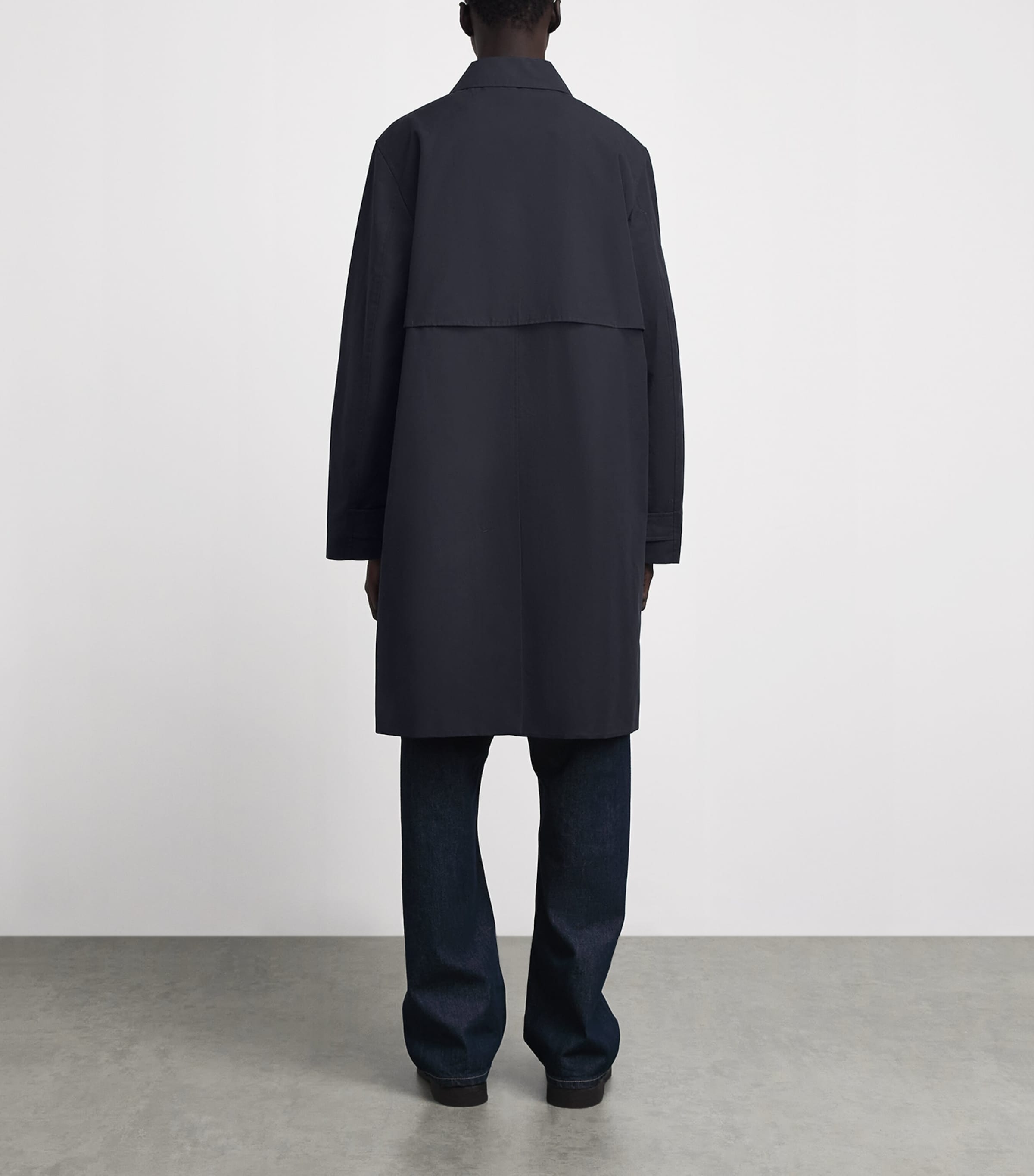 Sunspel Mens Cotton Ventile Overcoat Dark Navy Image 5