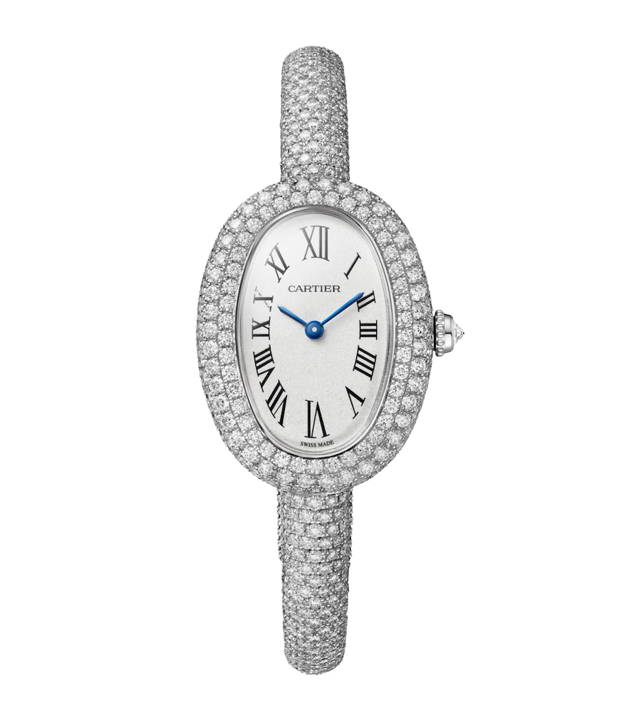 Cartier Small White Gold and Diamond Baignoire de Cartier Watch 15.2mm (Size 15) Silvered Image 1