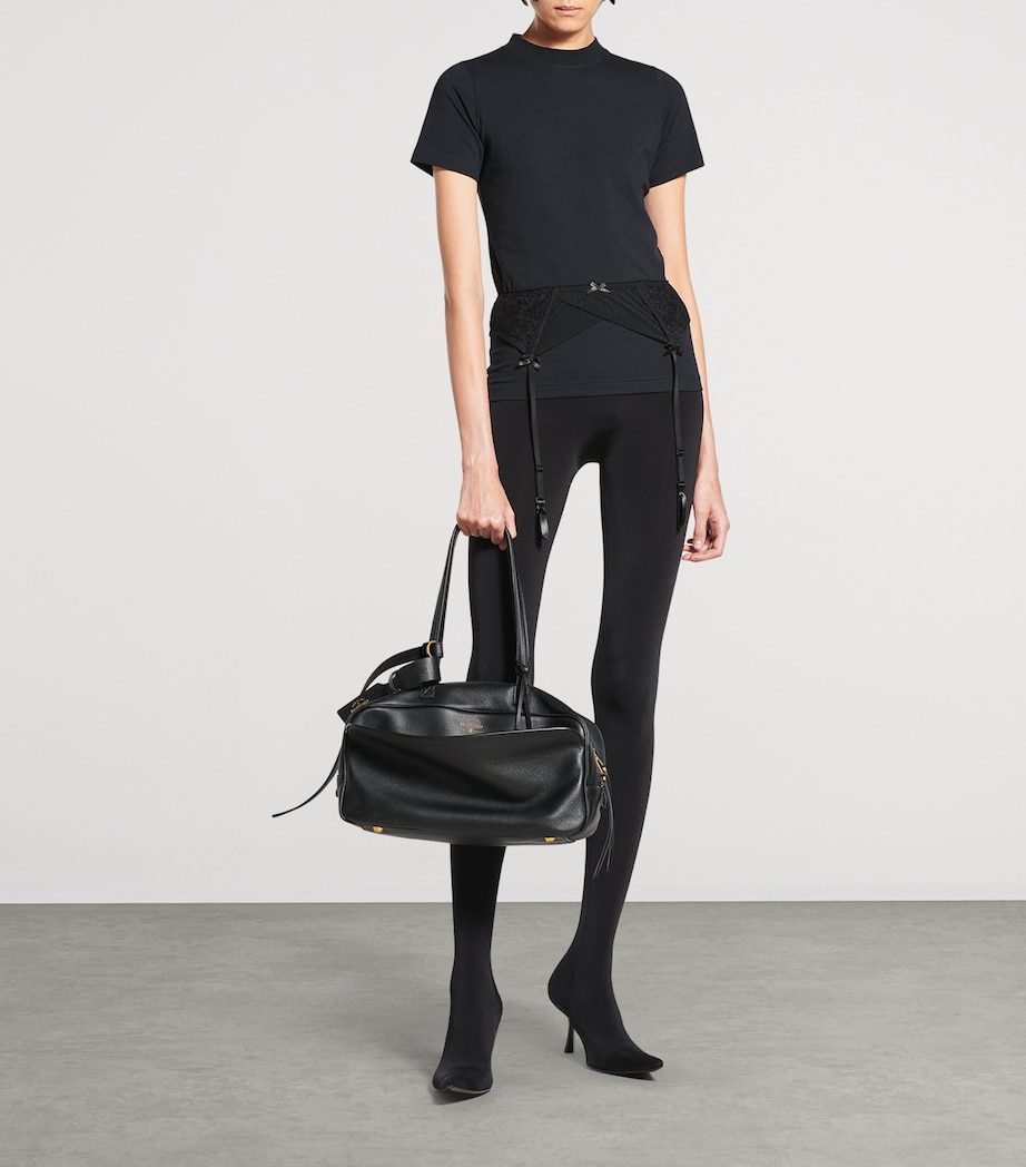 Medium Leather Carrie Bowling Top-Handle Bag 1000 Image 5