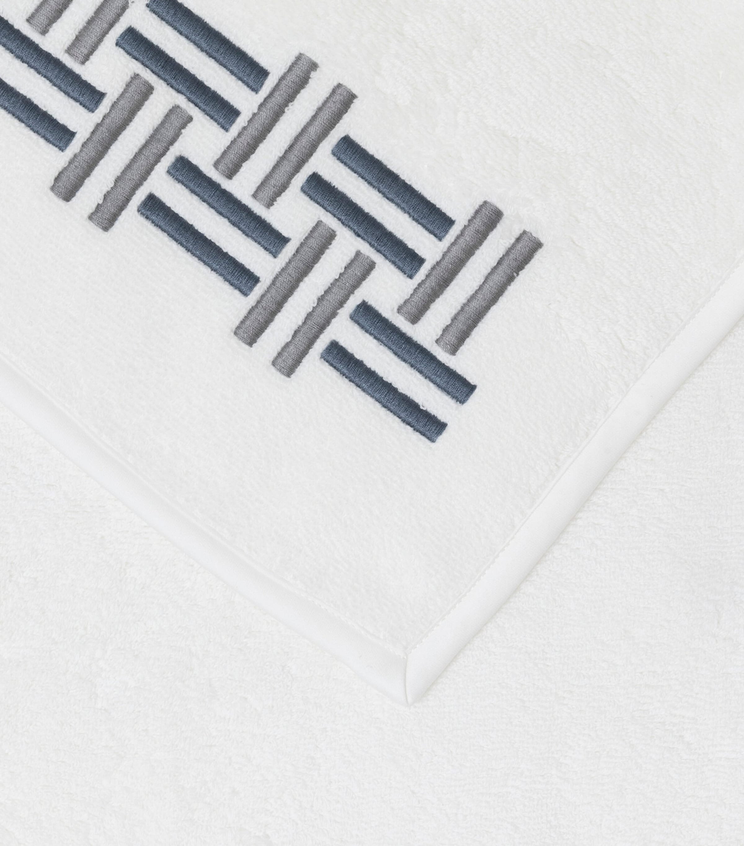 Basket Weave Hand Towel (60cm x 110cm) 8E23 - STEEL BLUE/GR Image 5