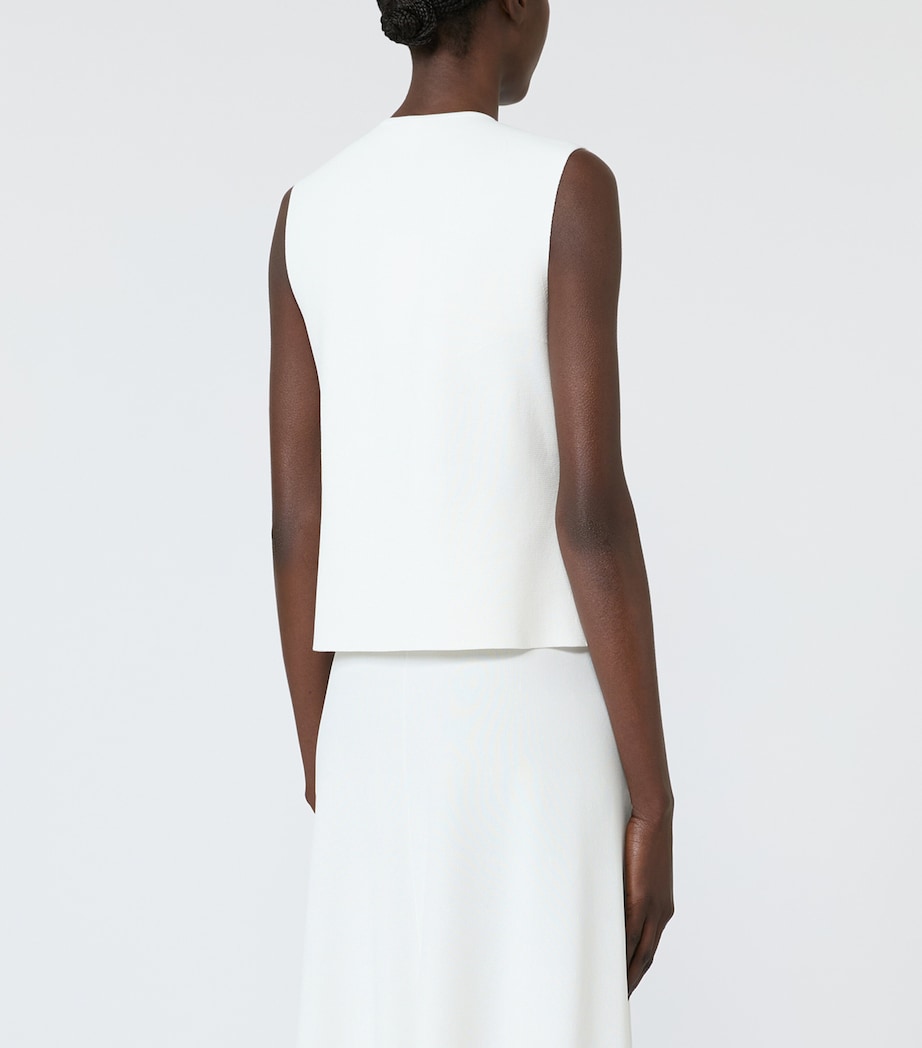 Max Mara Womens Crêpe Knitted Waistcoat White Image 4