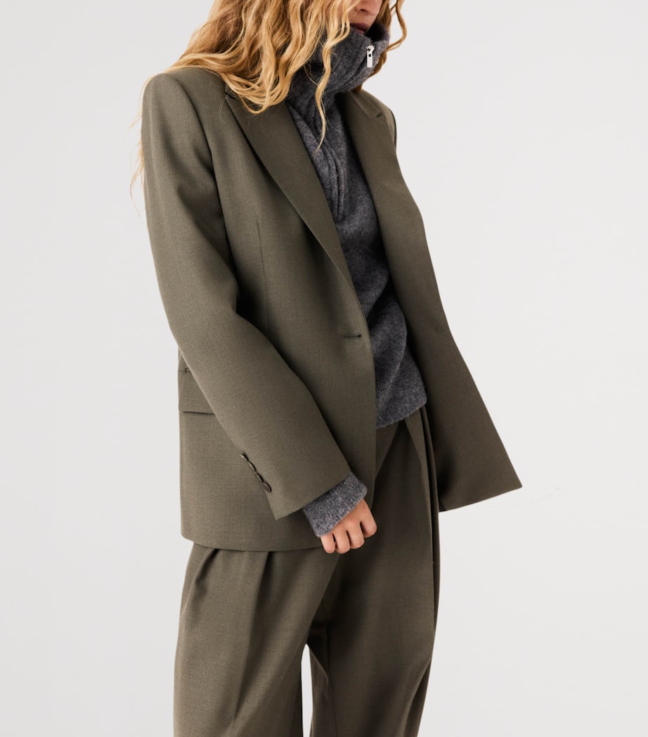 Maje Womens Wool-Blend Blazer Khaki Image 7