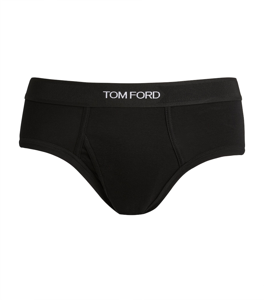 Stretch-Cotton Logo Briefs (Pack of 2) 002 - BLACK Image 1