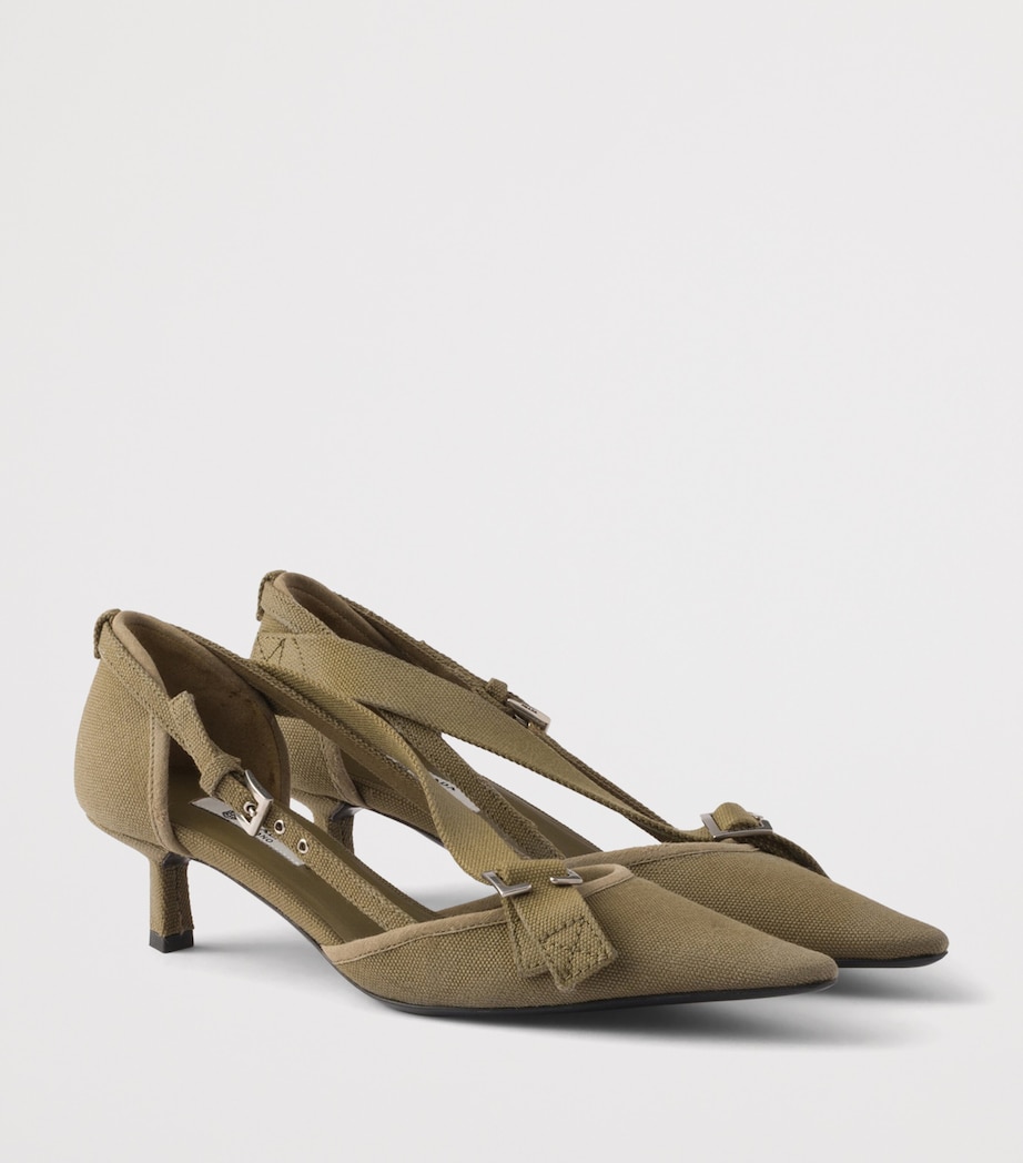 Prada Canvas Buckle-Detail Pumps 45 Green Image 3