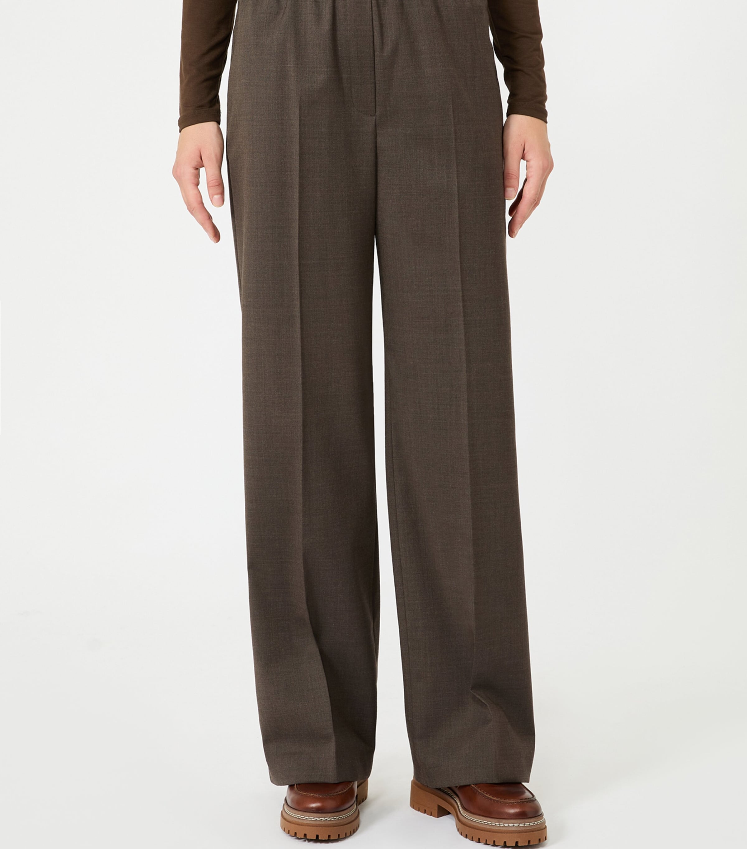 Weekend Max Mara Womens Wool-Blend Straight Trousers Brown Image 3