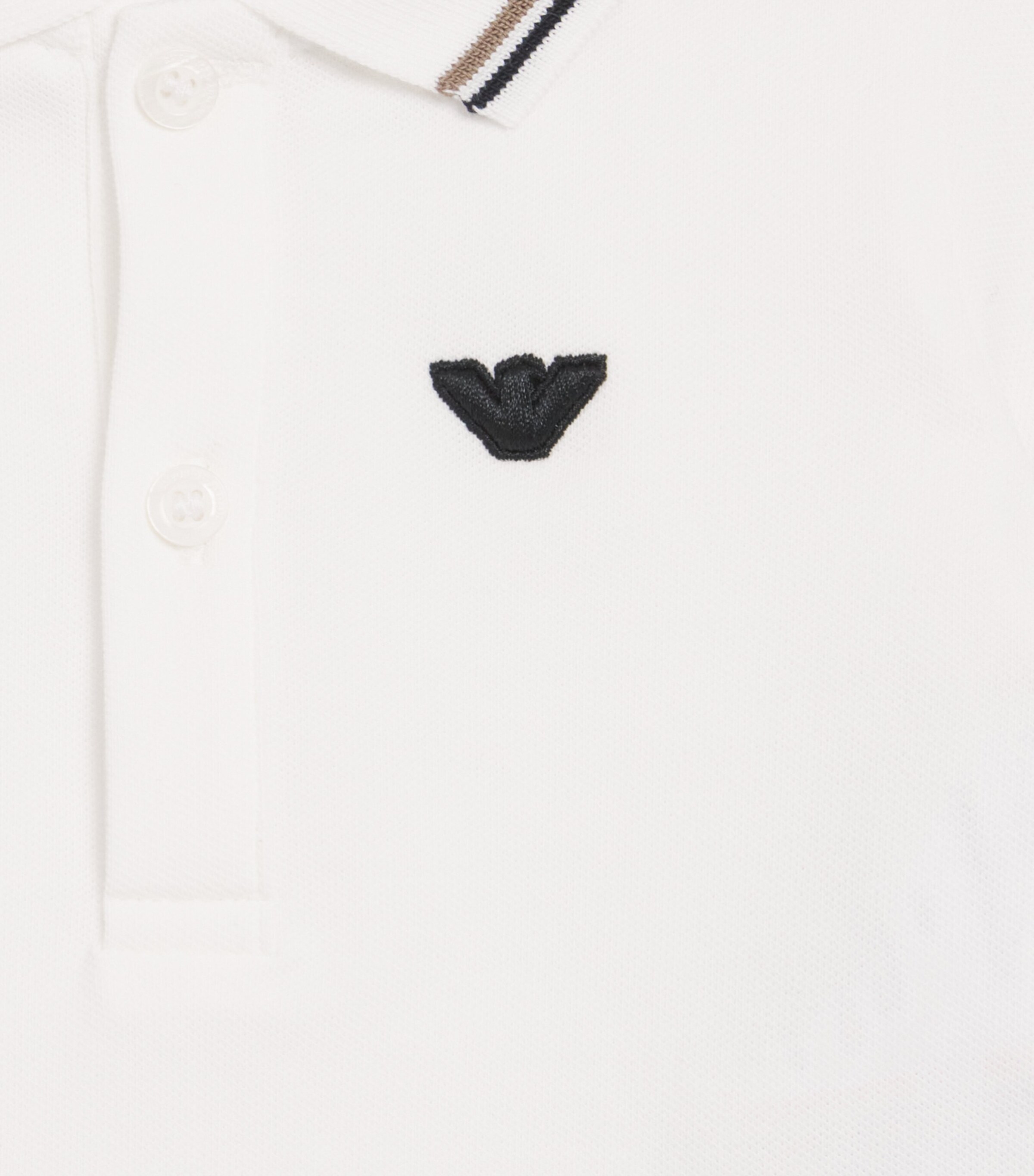 Emporio Armani Kids Stretch-Cotton Logo Polo Shirt (6-36 Months) Off White Image 3