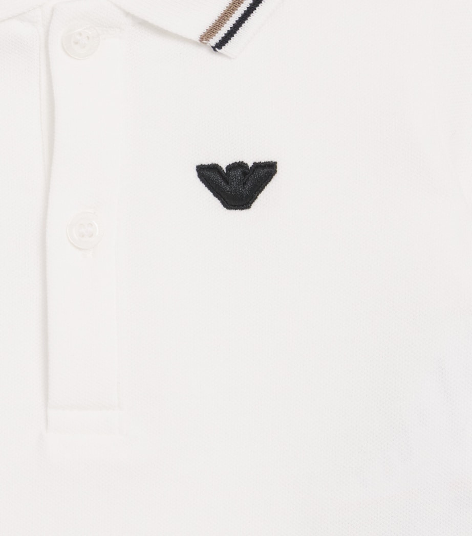 Emporio Armani Kids Stretch-Cotton Logo Polo Shirt (6-36 Months) Off White Image 3