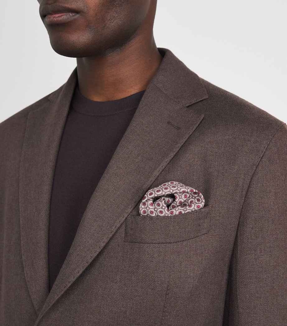 Eleventy Cotton-Wool Geometric Pocket Square Moro, Grigio Ch E Ro Image 2