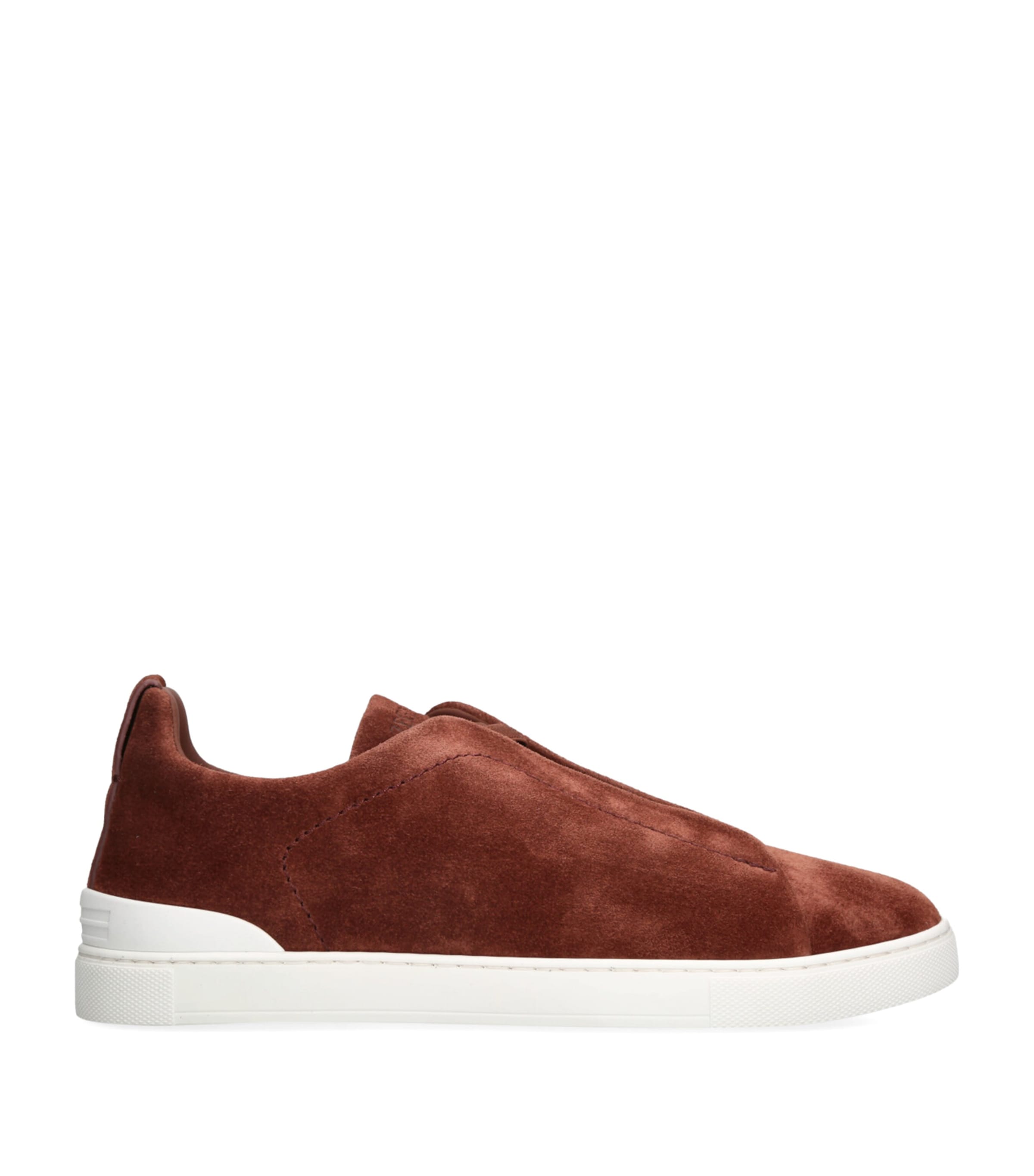 Zegna Triple Stitch Suede Low-top Sneakers In Brown
