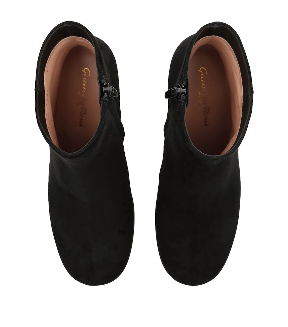 Suede Camoscio Stivale Ankle Boots 70 BLACK Image 4