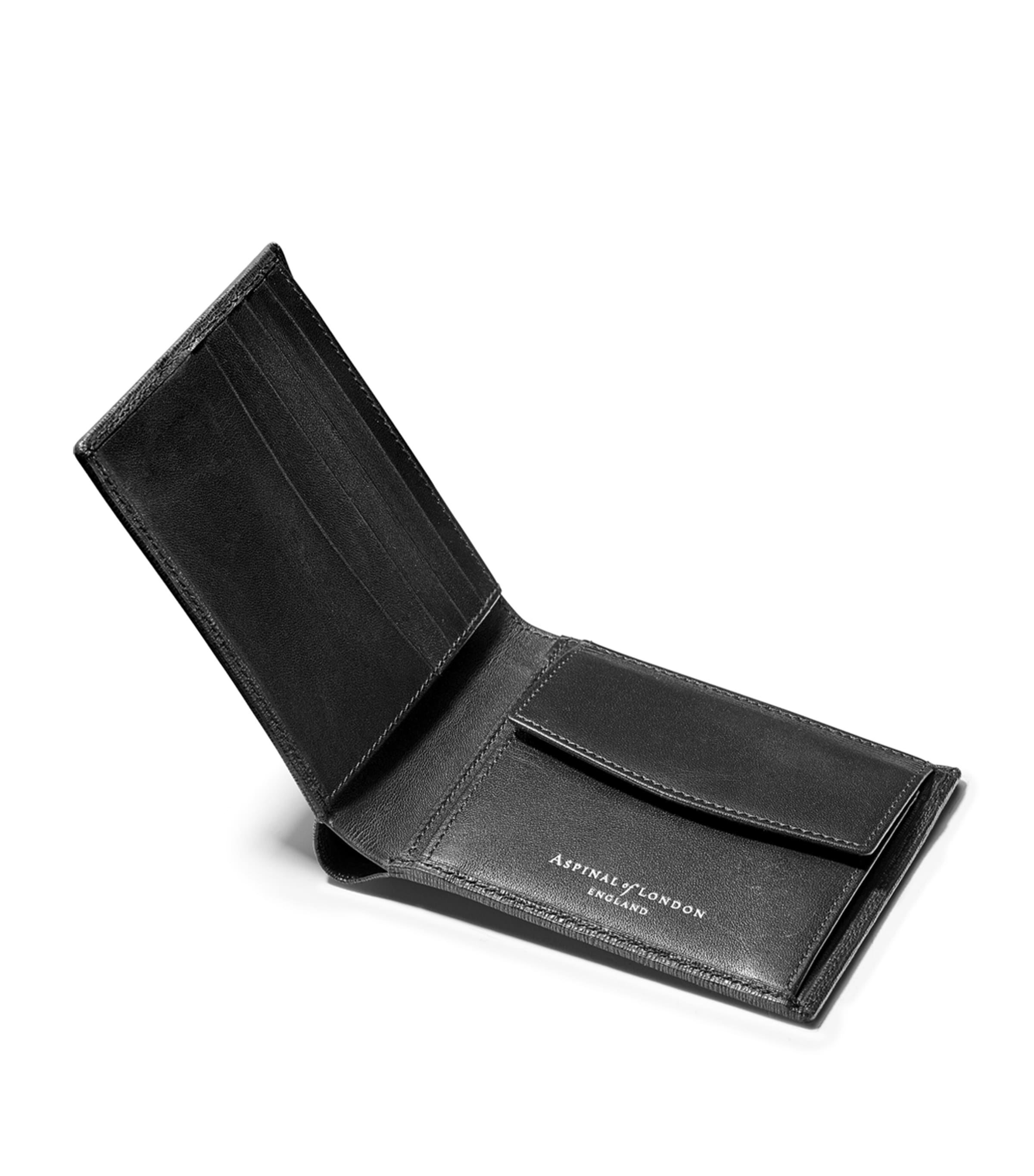 Leather Bifold Coin Wallet BLACK Image 2