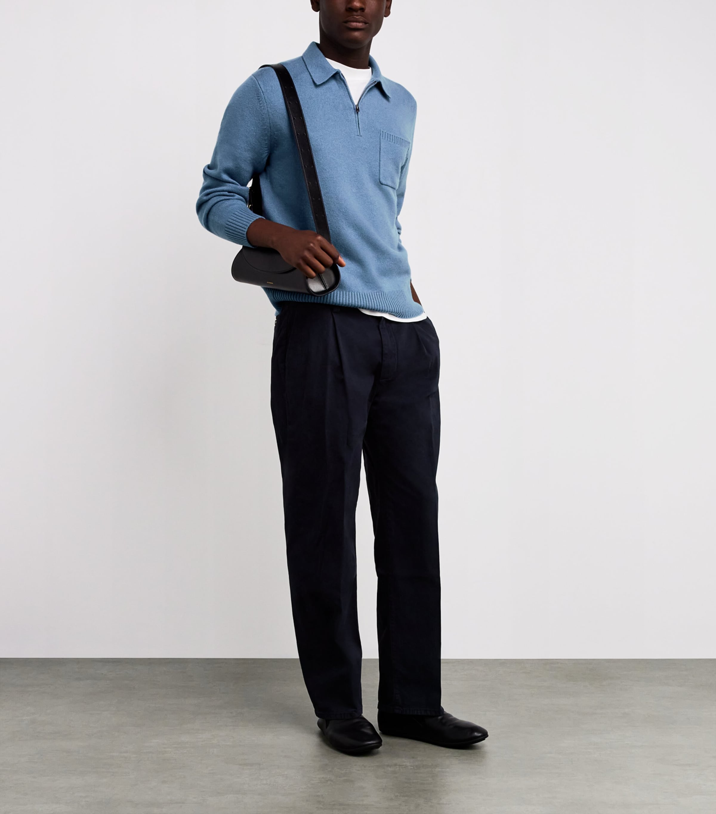 Wool-Blend Polo Sweater 486 PRB BLUE Image 2