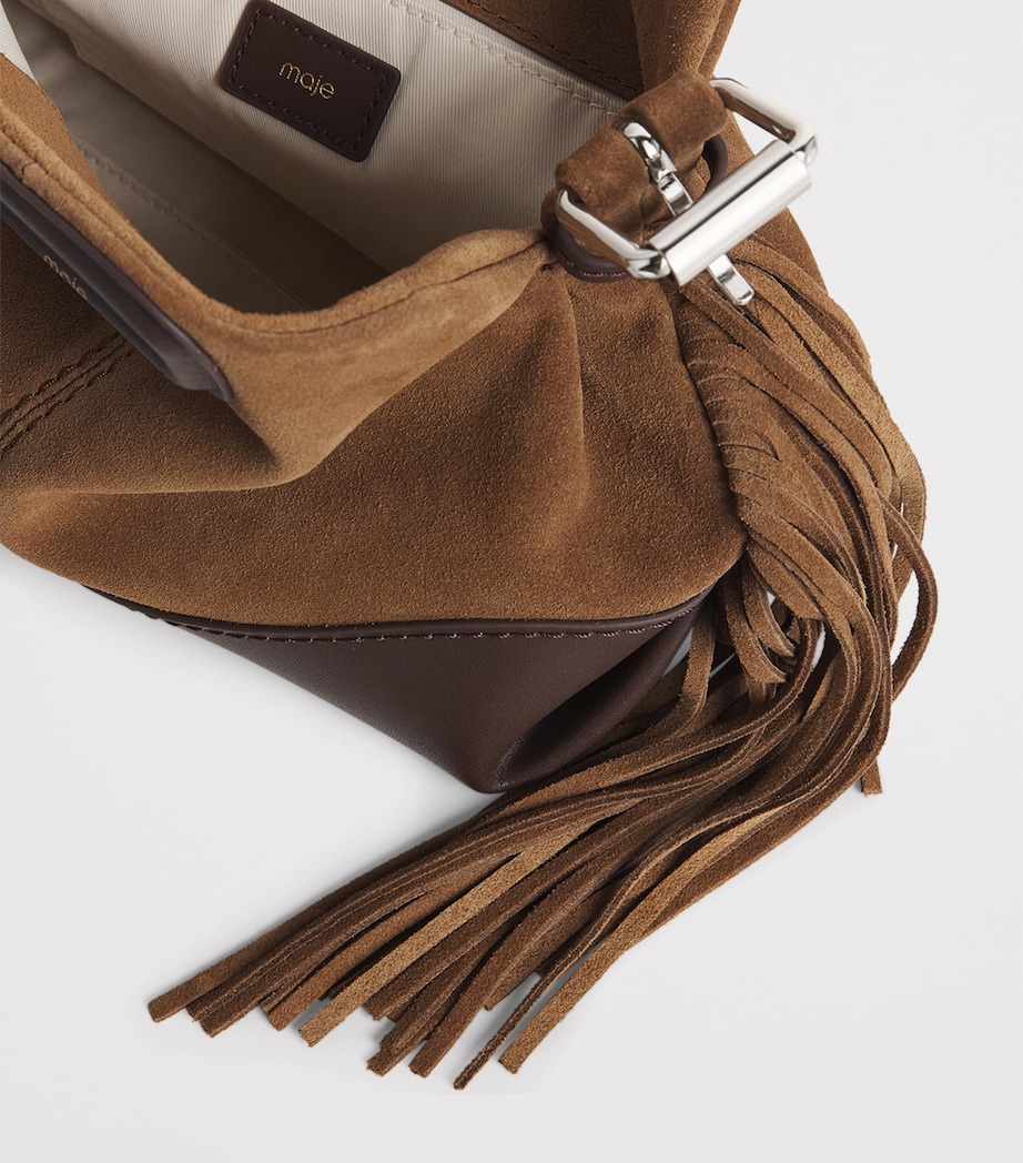 Maje Suede-Leather Miss M Top-Handle Bag Camel/brown Image 4