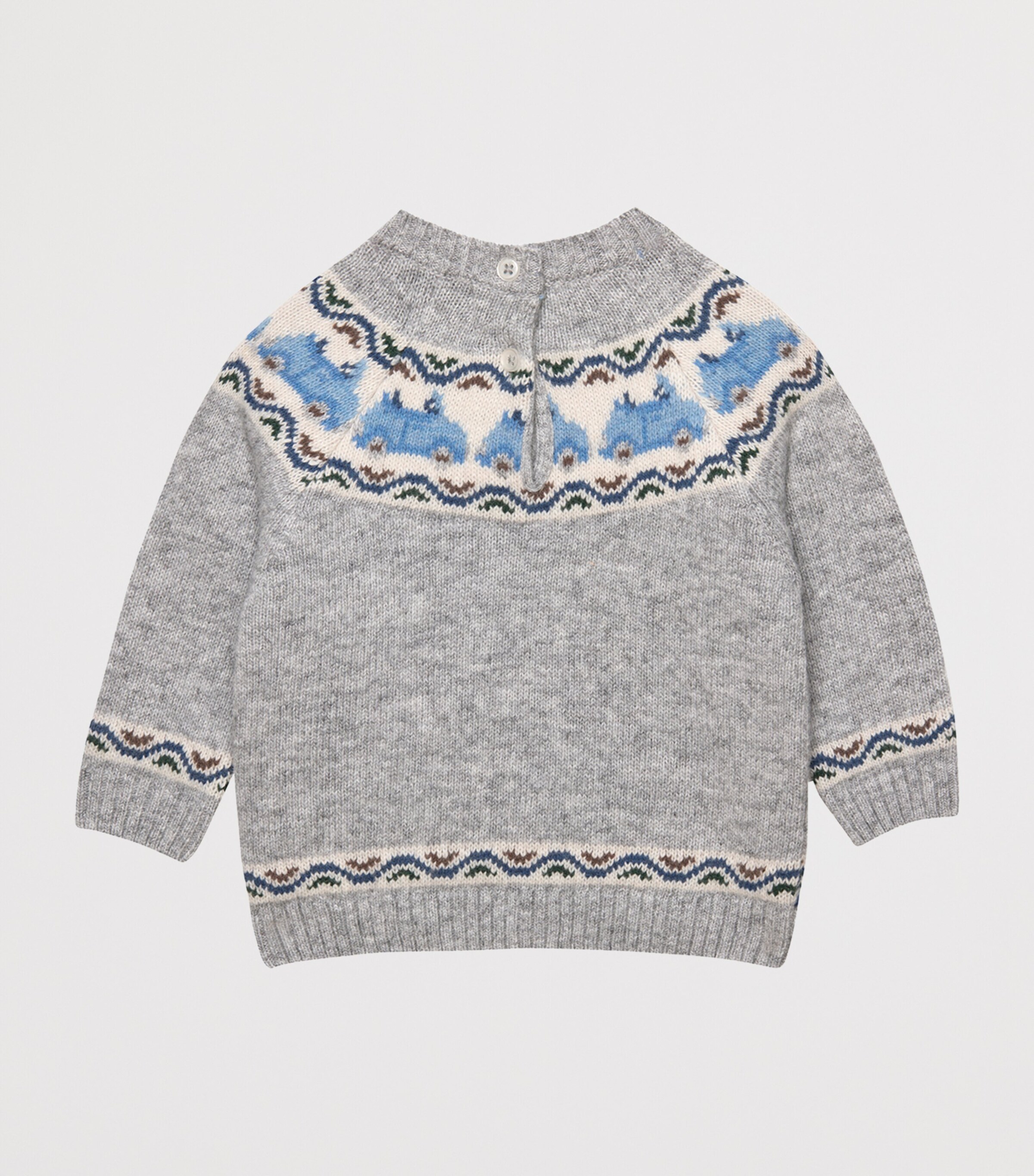 Benji Car Fair Isle Sweater (3-24 Months) GREY MARL Image 2
