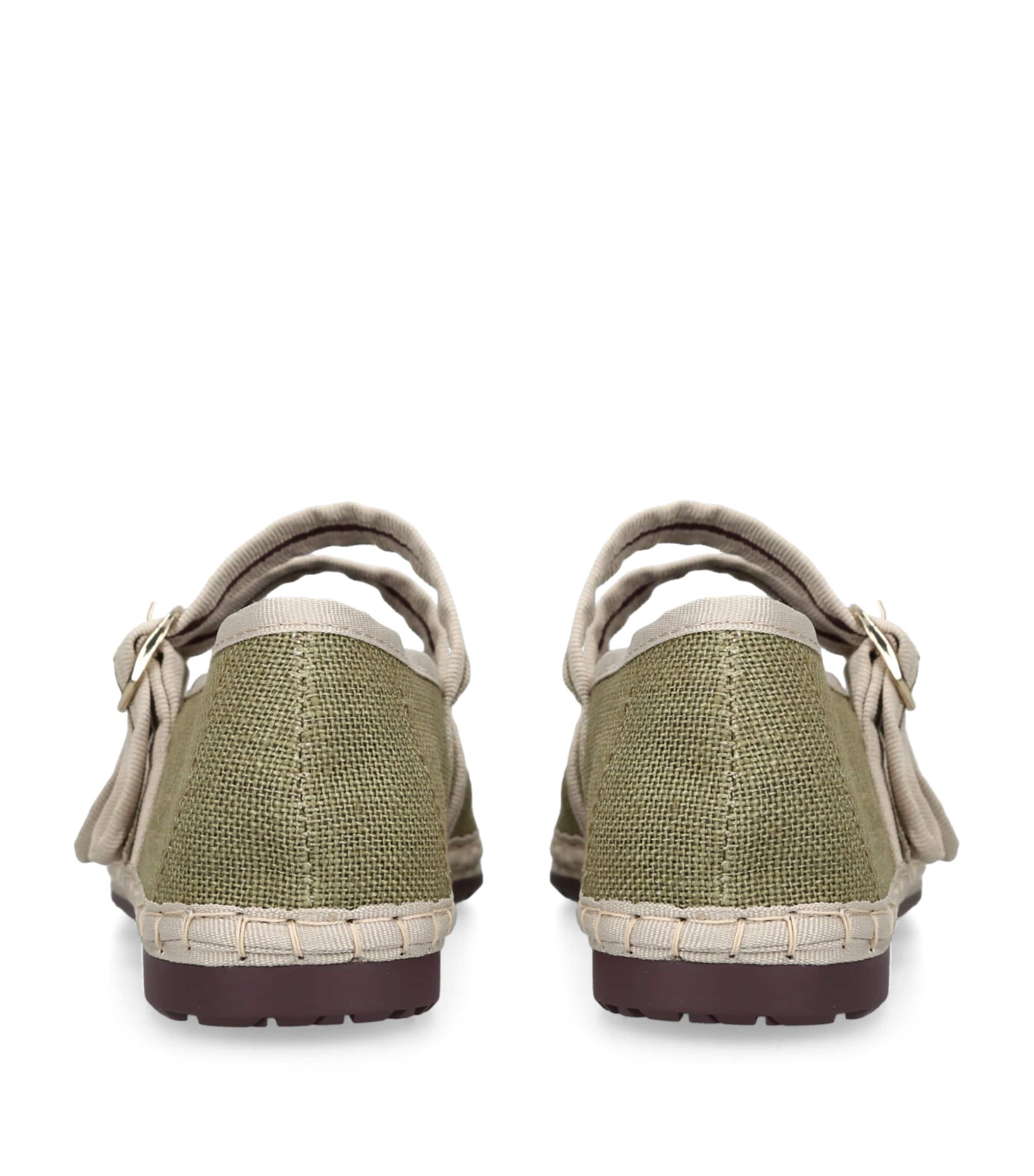 Flabelus Linen-Blend Claire Ballet Flats Green Comb Image 2