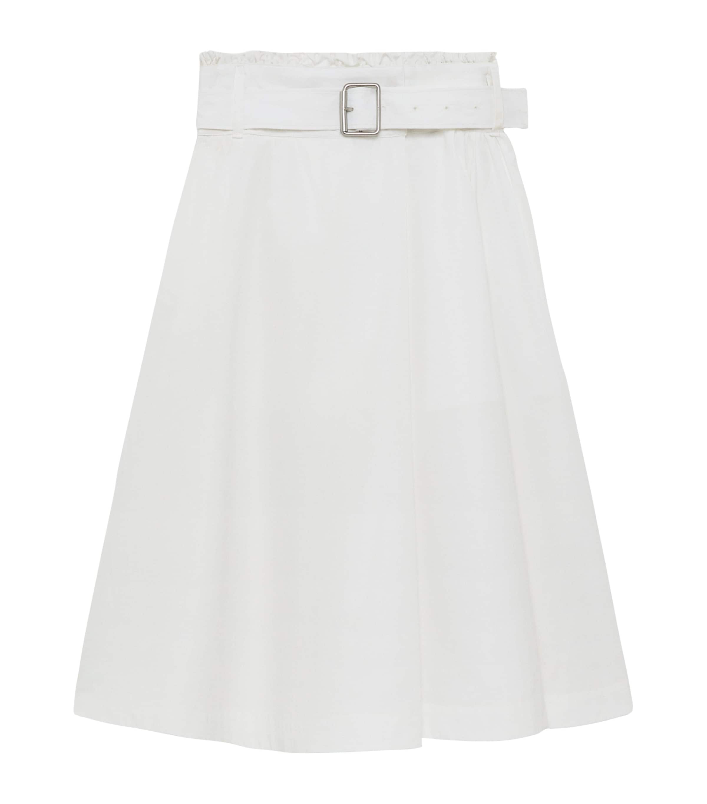 Loewe Cotton Belted Midi Skirt In White