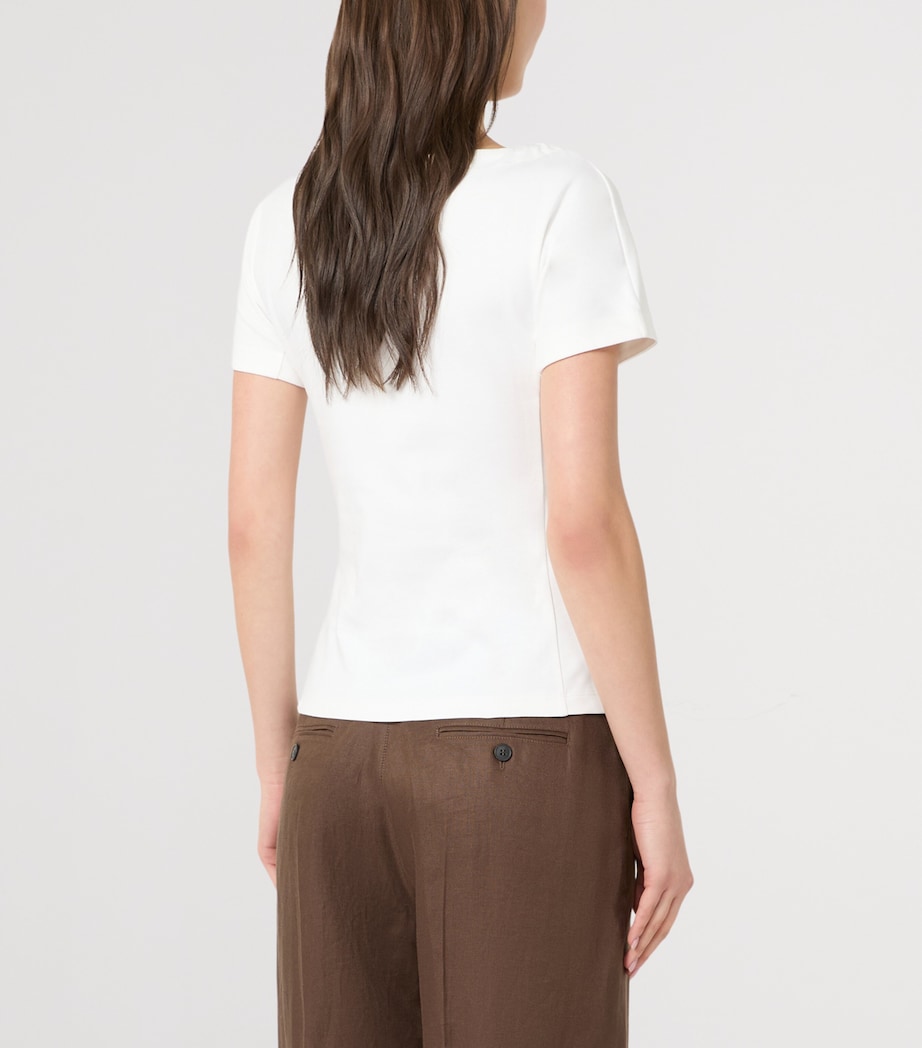 Weekend Max Mara Womens Cotton Fitted T-Shirt White Image 3