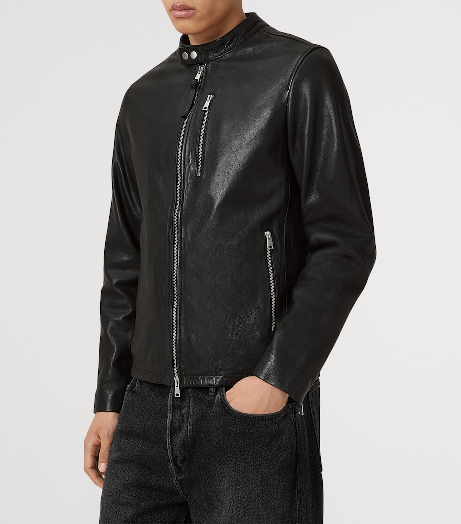 Hooded Ashton Leather Jacket BLACK Image 2
