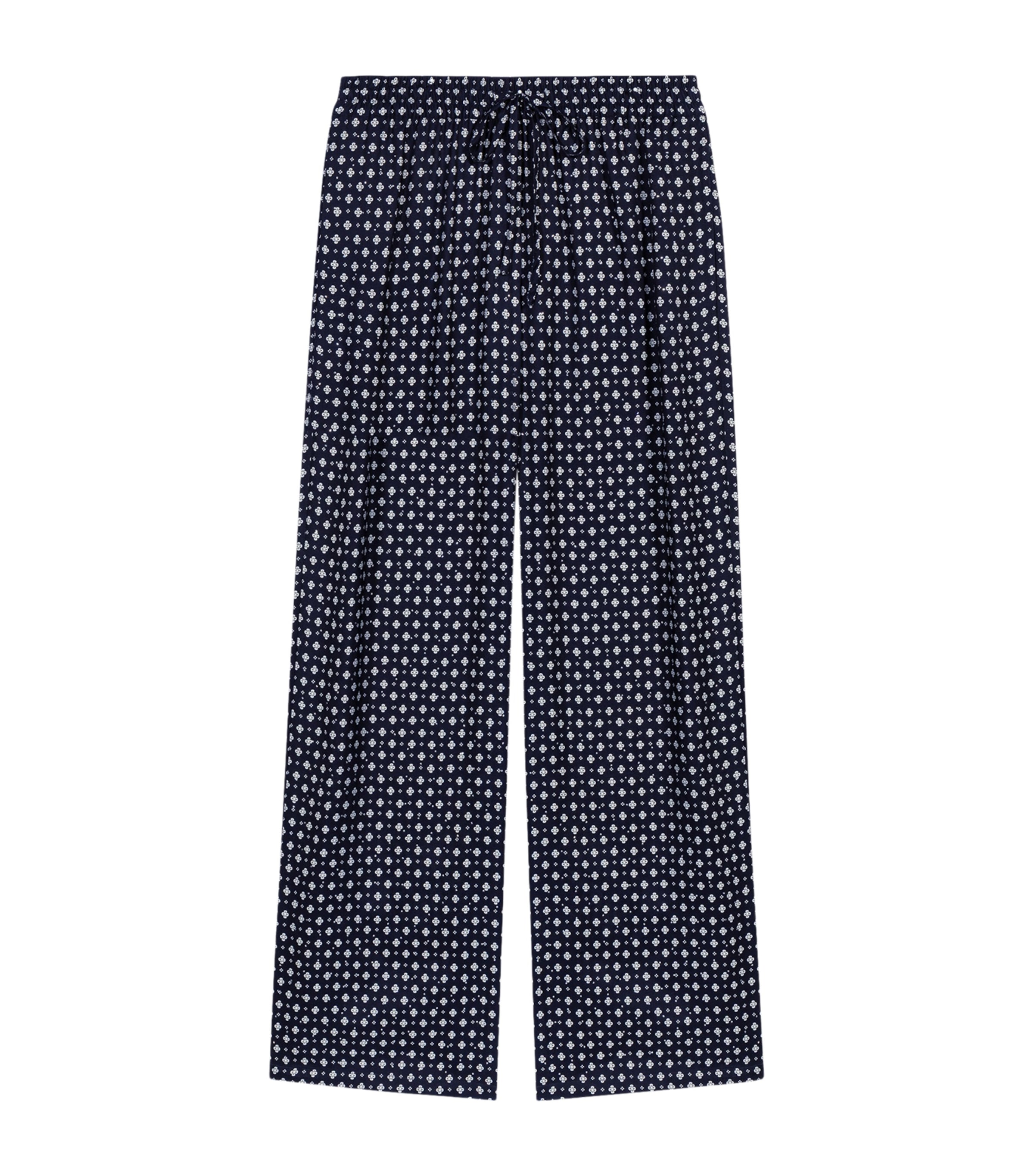 Maje Womens Rhinestone Printed Wide-Leg Trousers Navy Loungewear Image 1
