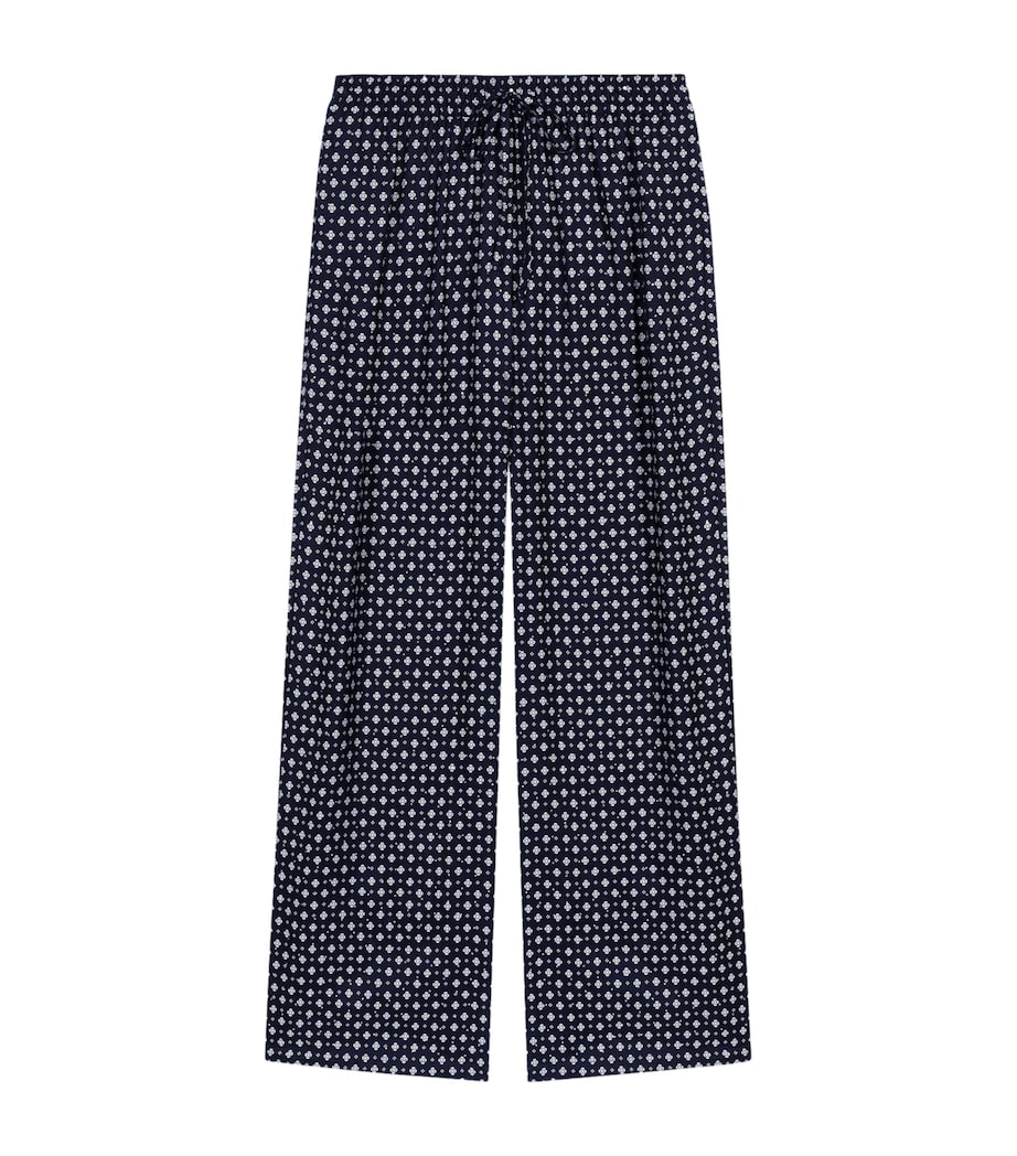 Maje Womens Rhinestone Printed Wide-Leg Trousers Navy Loungewear Image 1