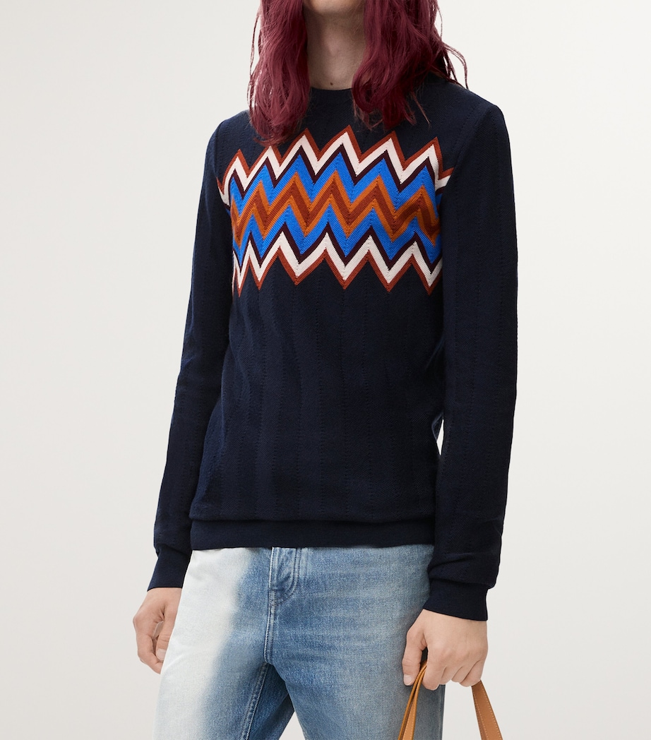 Wool-Blend Zigzag Sweater NAVY BLUE/MULTICOLOR Image 3