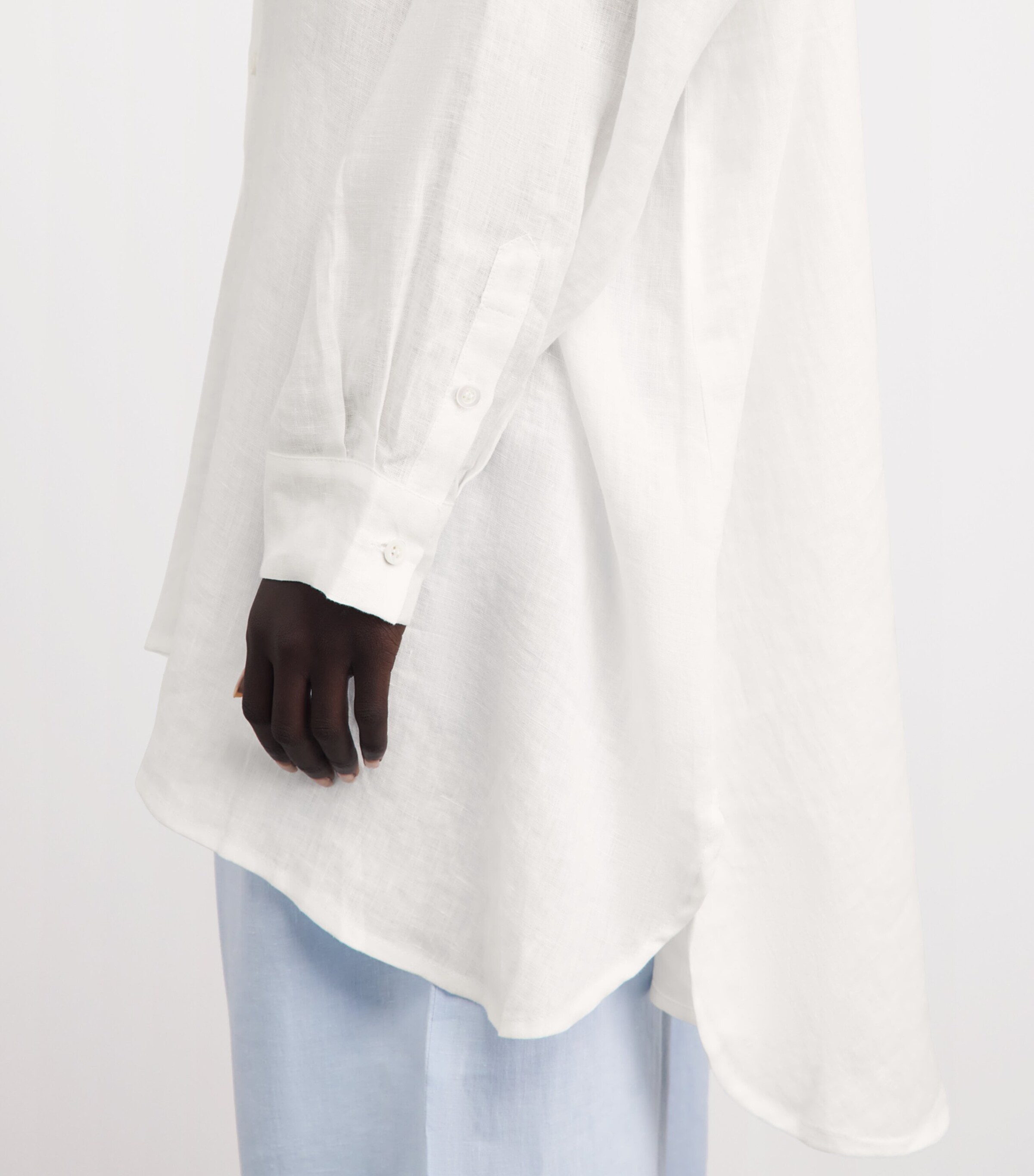 Eskandar Womens Linen Stand-Collar A-Line Shirt White Image 3