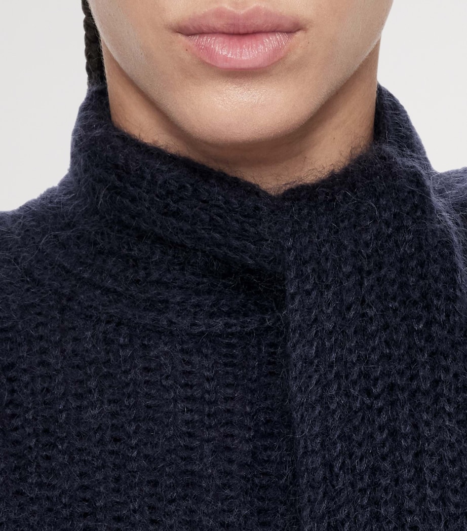 AllSaints Womens Relaxed Tie-Detail Etty Sweater Ink Navy Blue Image 5