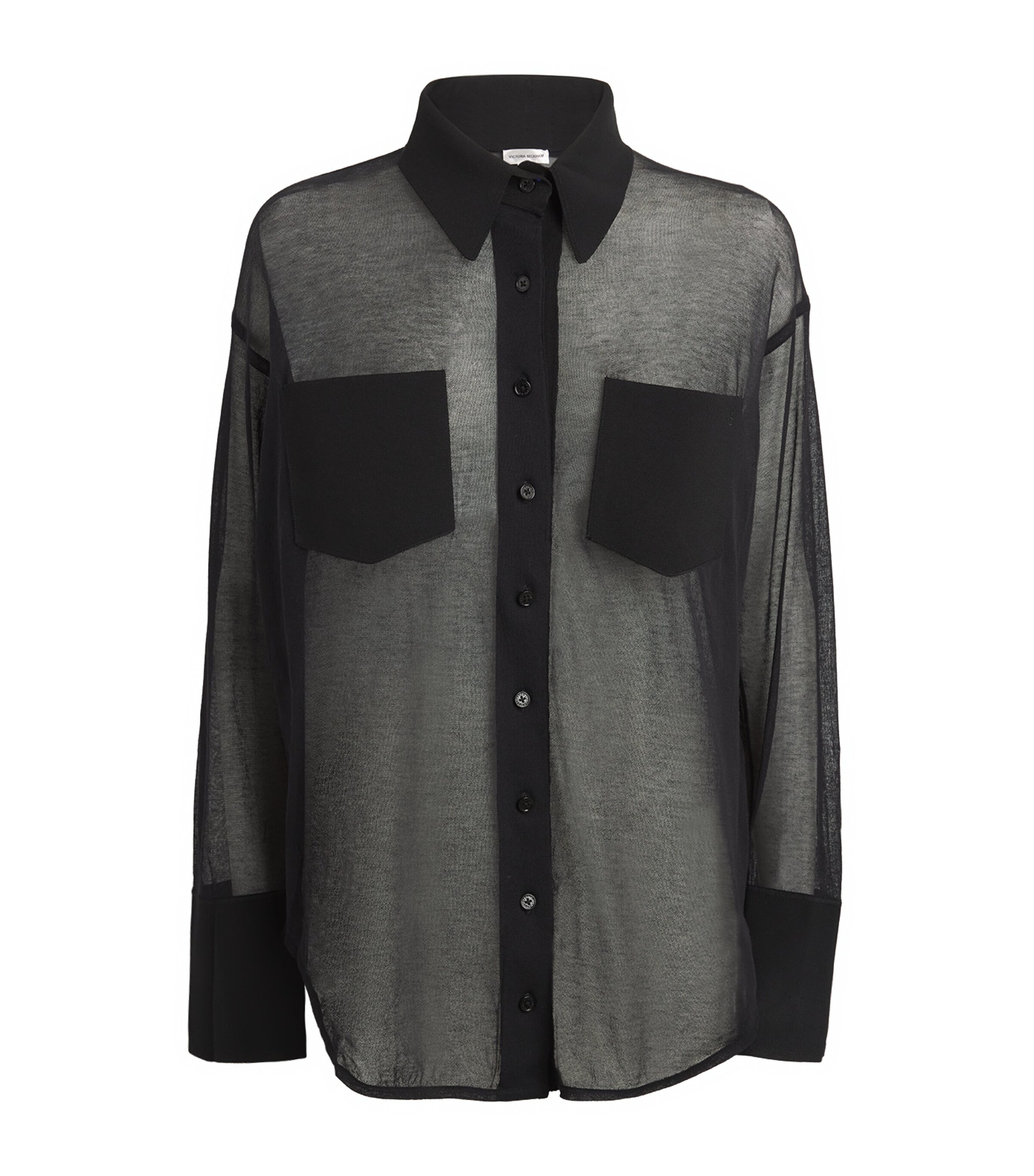 Victoria Beckham Lightweight Cotton Blend Shirt W/pockets In Black