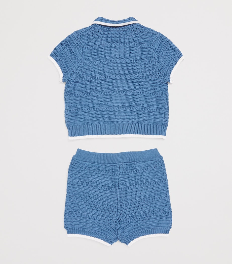Ralph Lauren Kids Organic Cotton Knit Shirt and Shorts Set (3-24 Months) Delta Blue Image 2