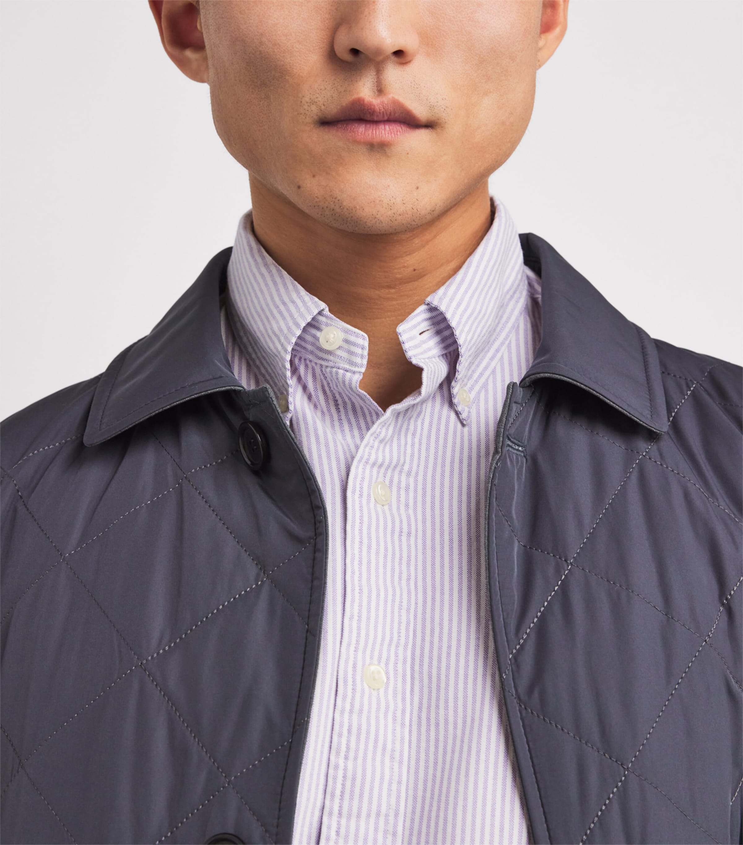 Cotton Striped Oxford Shirt PURPLE WHITE Image 6