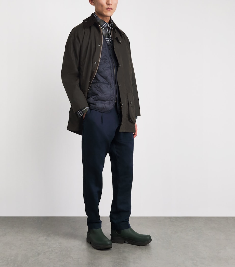 Barbour Mens Waxed Beaufort Jacket Olive Image 2