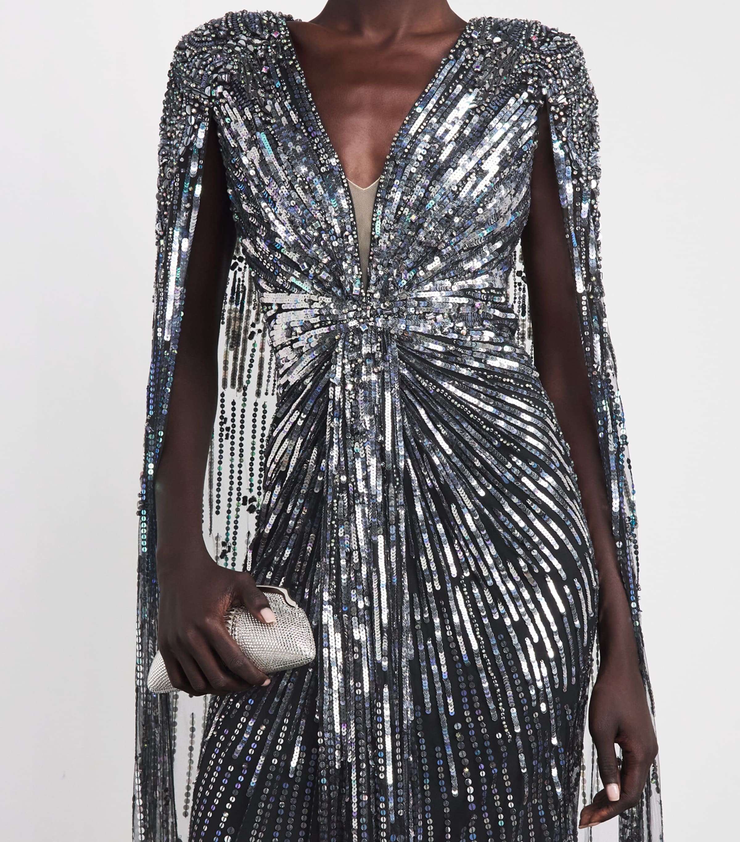Jenny Packham Womens Gold Rush Cape Gown Liquorice Bding Image 5