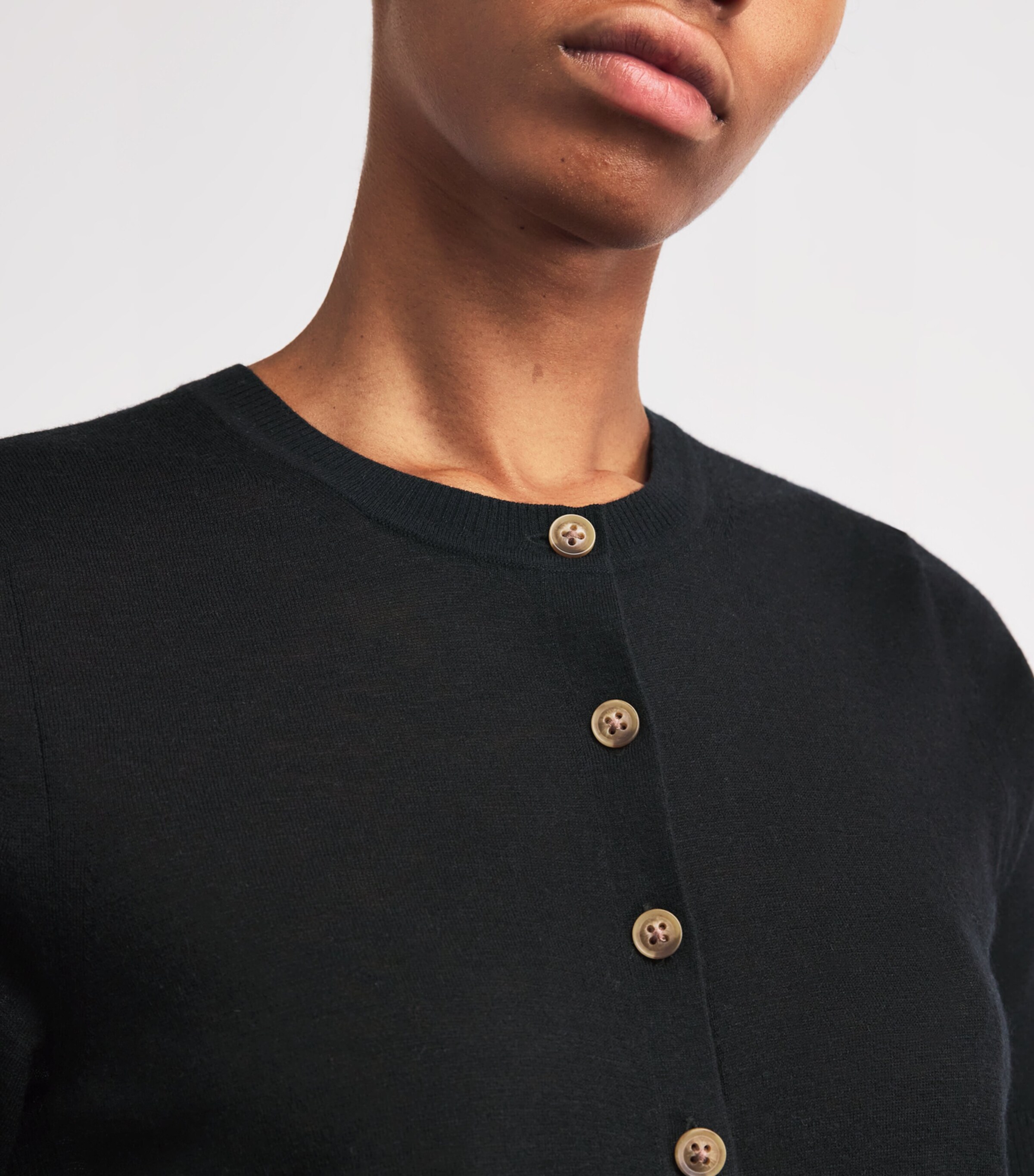ME+EM Womens Wool-Cashmere Short-Sleeve Cardigan Black Image 6