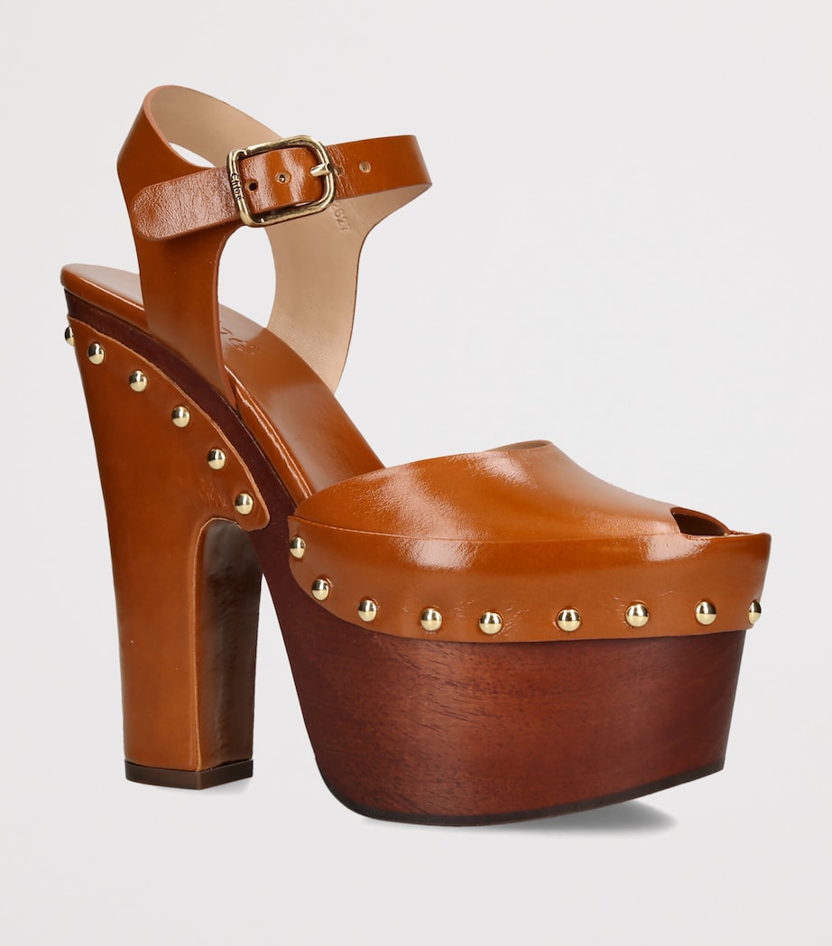 Chloé Leather Meret Platform Sandals 160 Mid Brown Image 2
