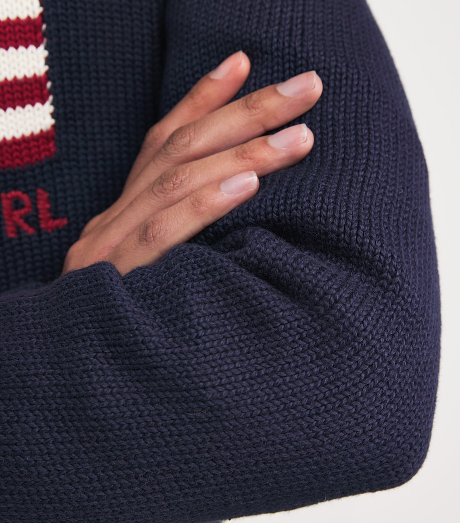 Cotton American Flag Sweater NAVY Image 6