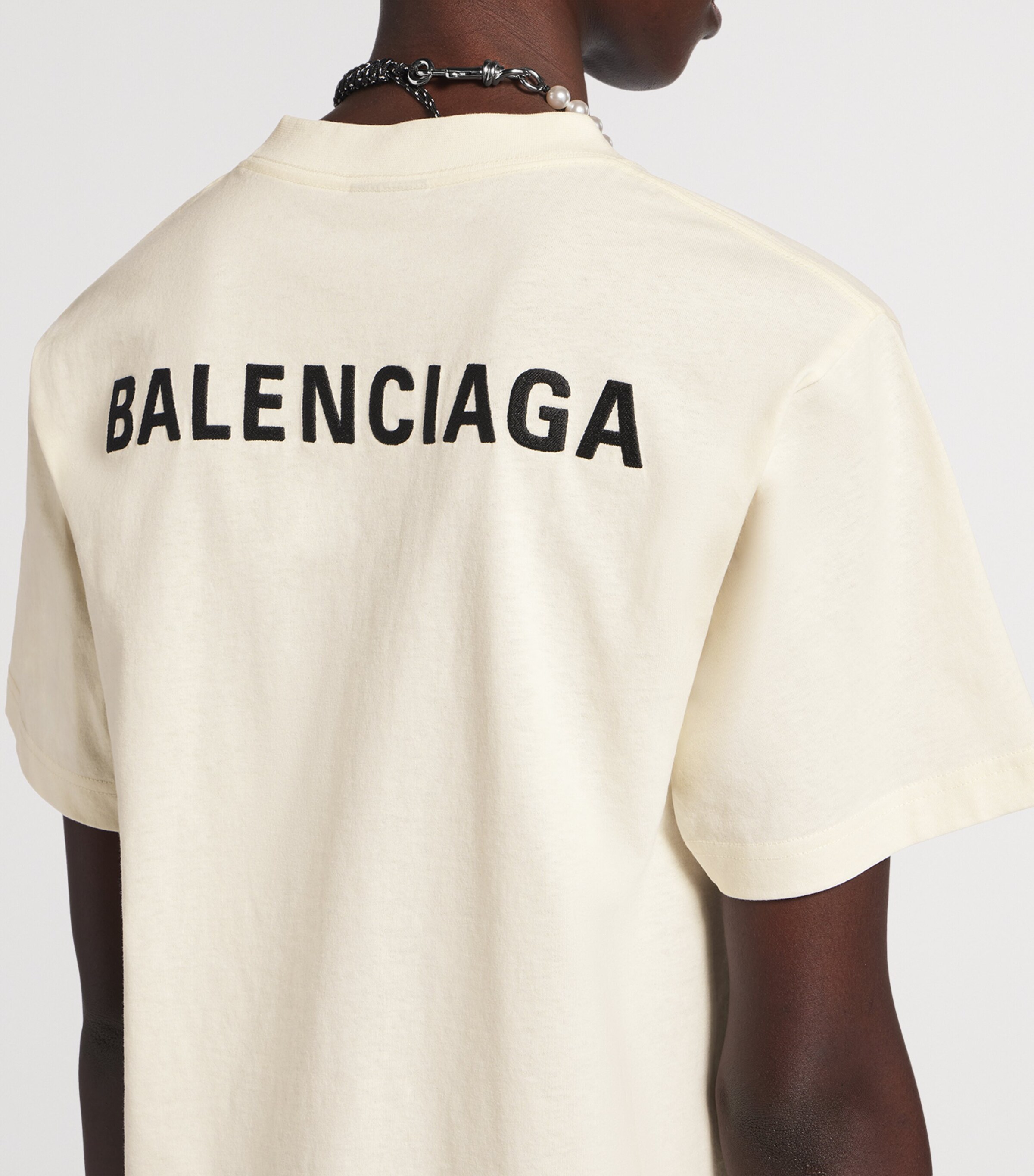 Balenciaga Womens Cotton Logo Cropped T-Shirt Image 6
