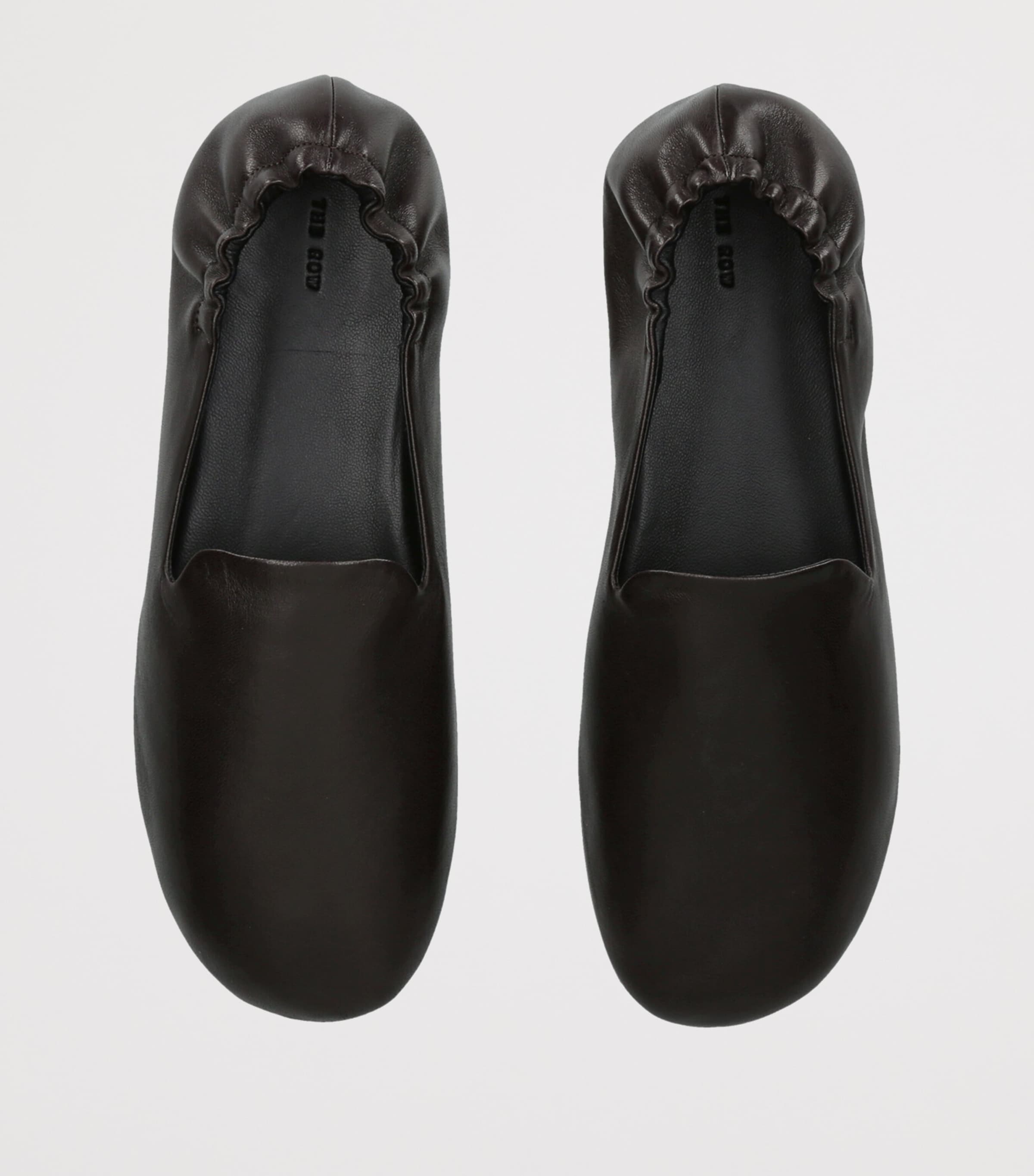 The Row Casa Leather Slippers Dark Brown Image 3