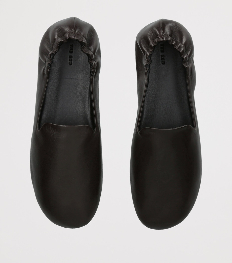 The Row Casa Leather Slippers Dark Brown Image 3