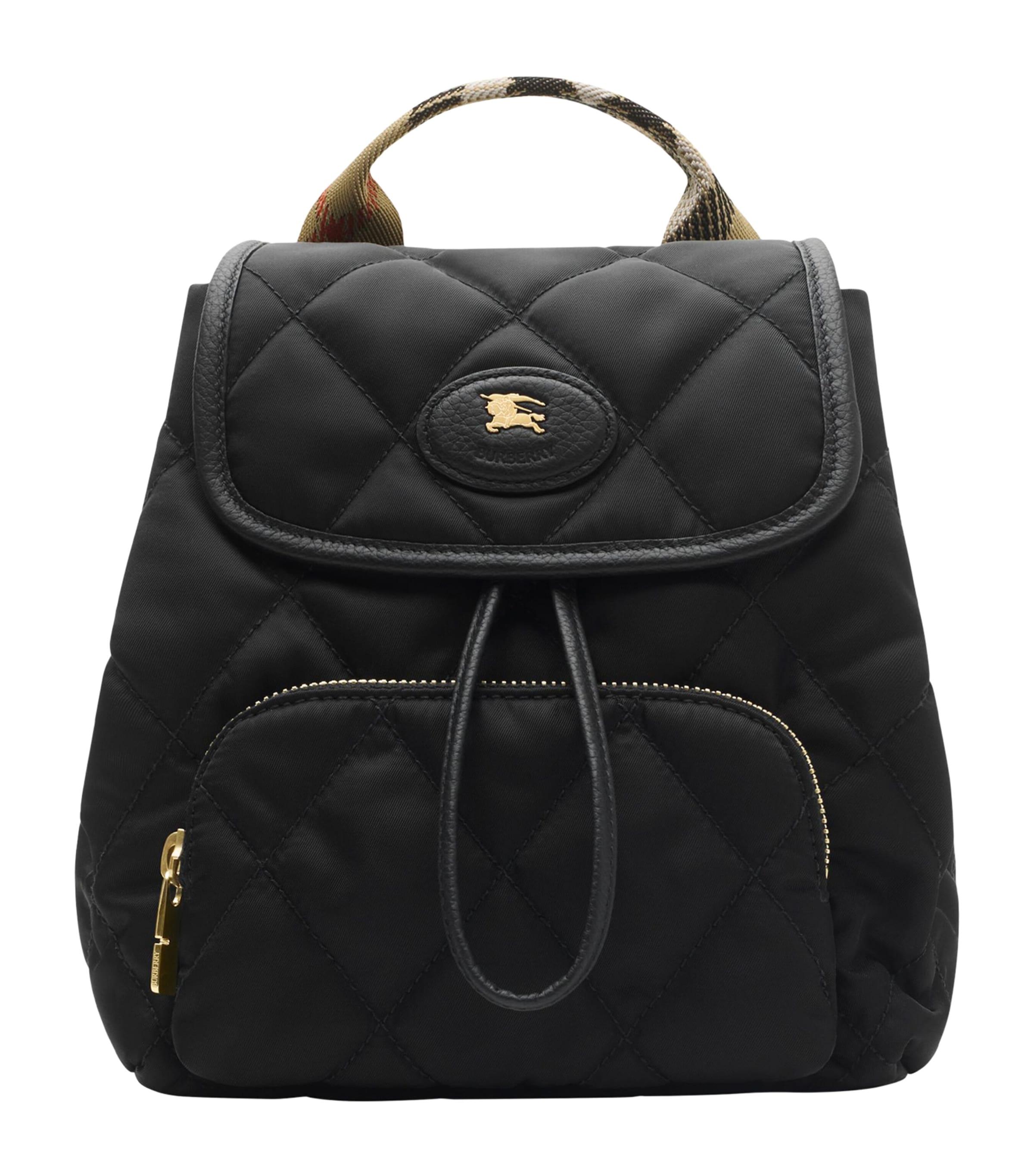 Burberry Mini Quilted Horseshoe Backpack In Black