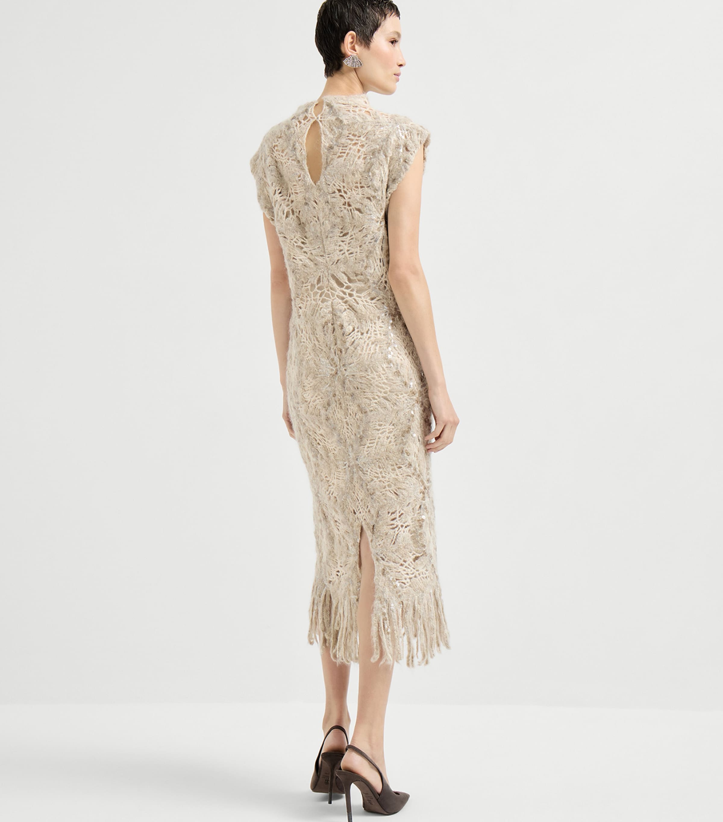 Mohair-Blend Embellished Midi Dress CZD64 Image 5
