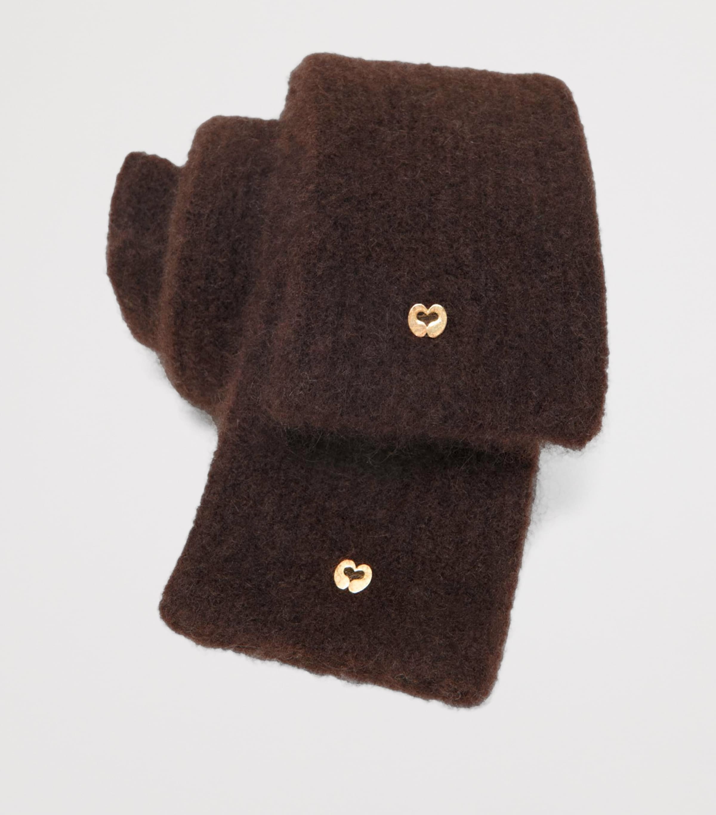 Maje Yak-Blend Mittens Dark Brown Image 3