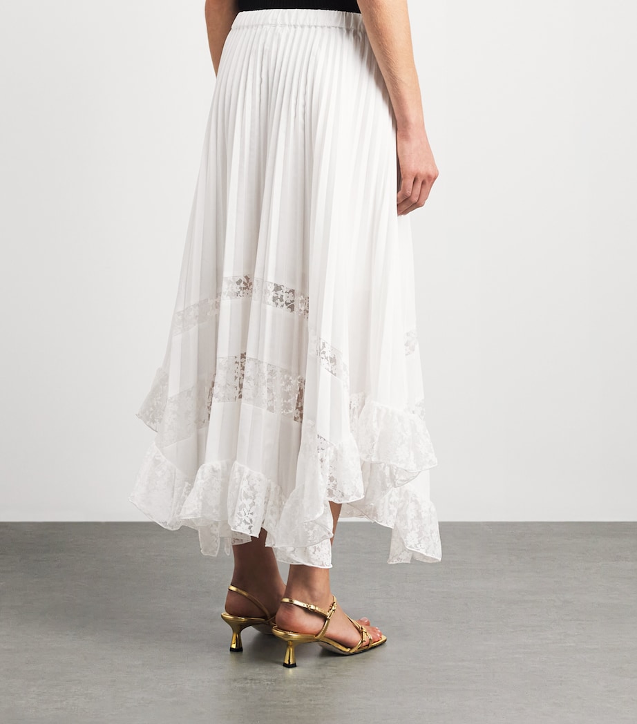 Claudie Pierlot Womens Lace-Insert Midi Skirt Ecru Image 5