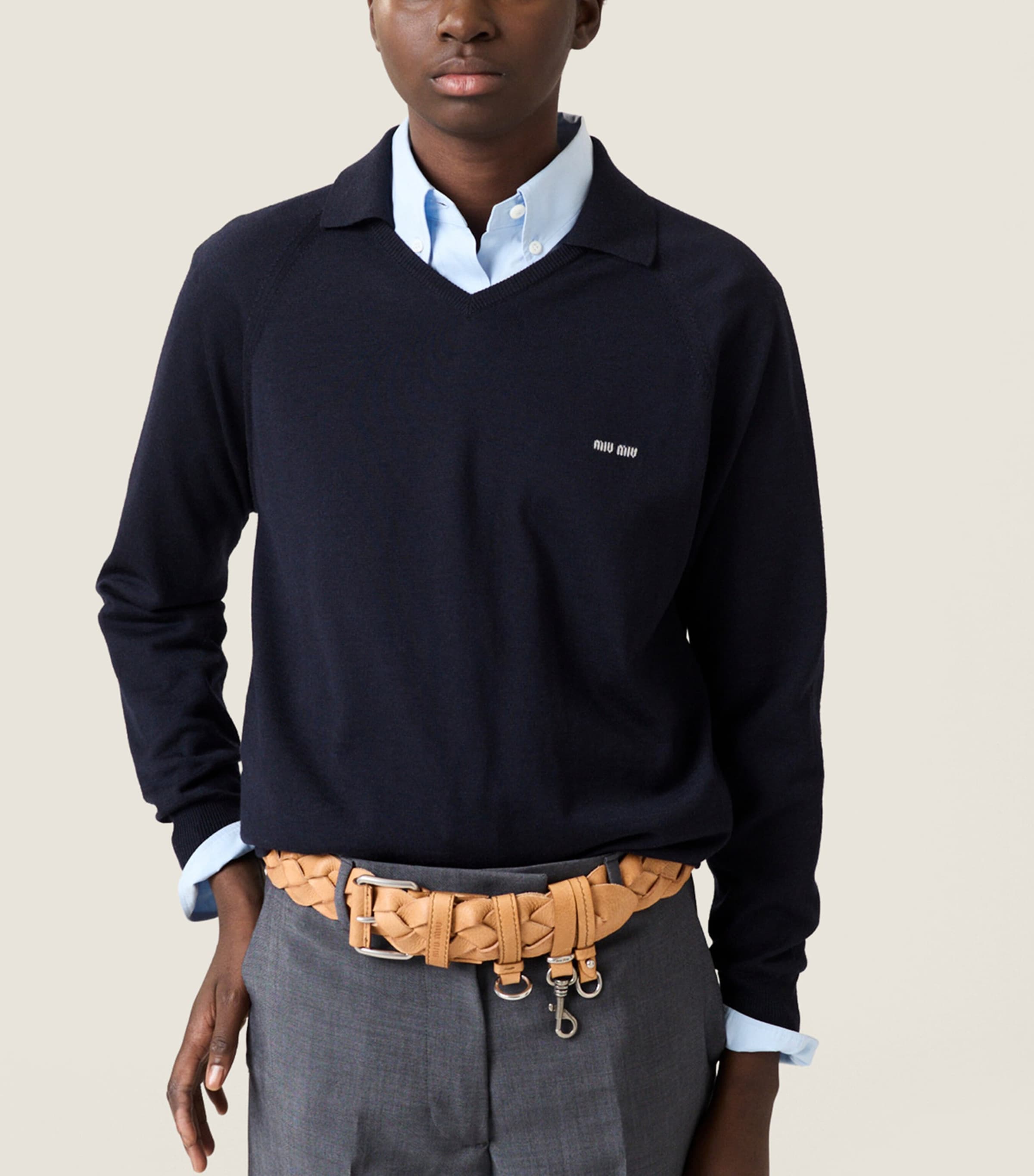 Miu Miu Womens Wool Polo Sweater Image 4
