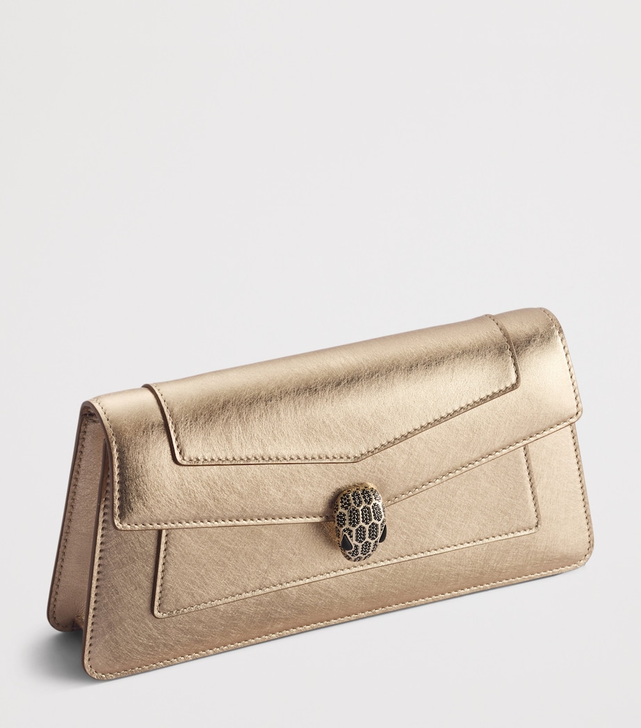Bvlgari Metallic Leather Serpenti Forever Clutch Bag Gold Image 6