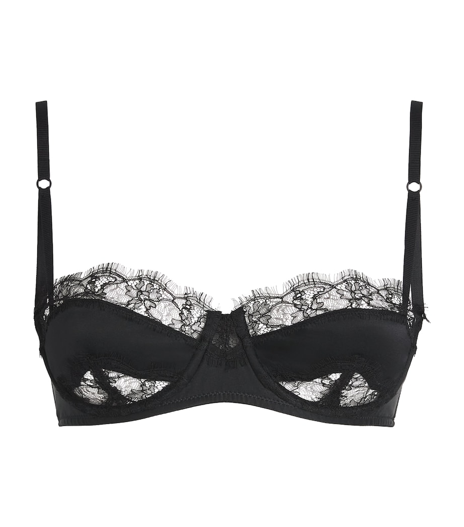 Kiki de Montparnasse Womens Stretch-Silk Lace-Insert Bra Black Image 1