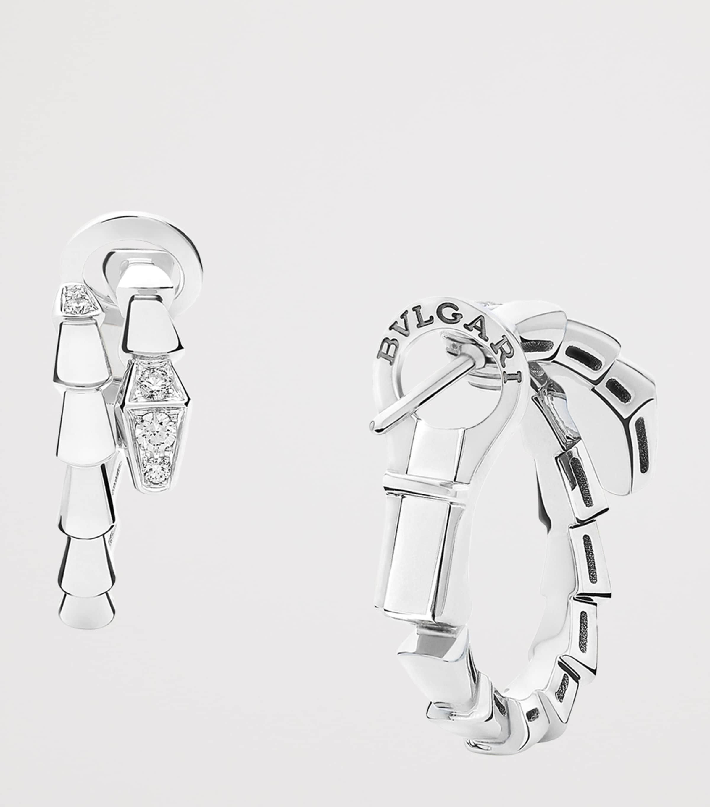 White Gold and Diamond Serpenti Viper Hoop Earrings WHITE GOLD Image 3